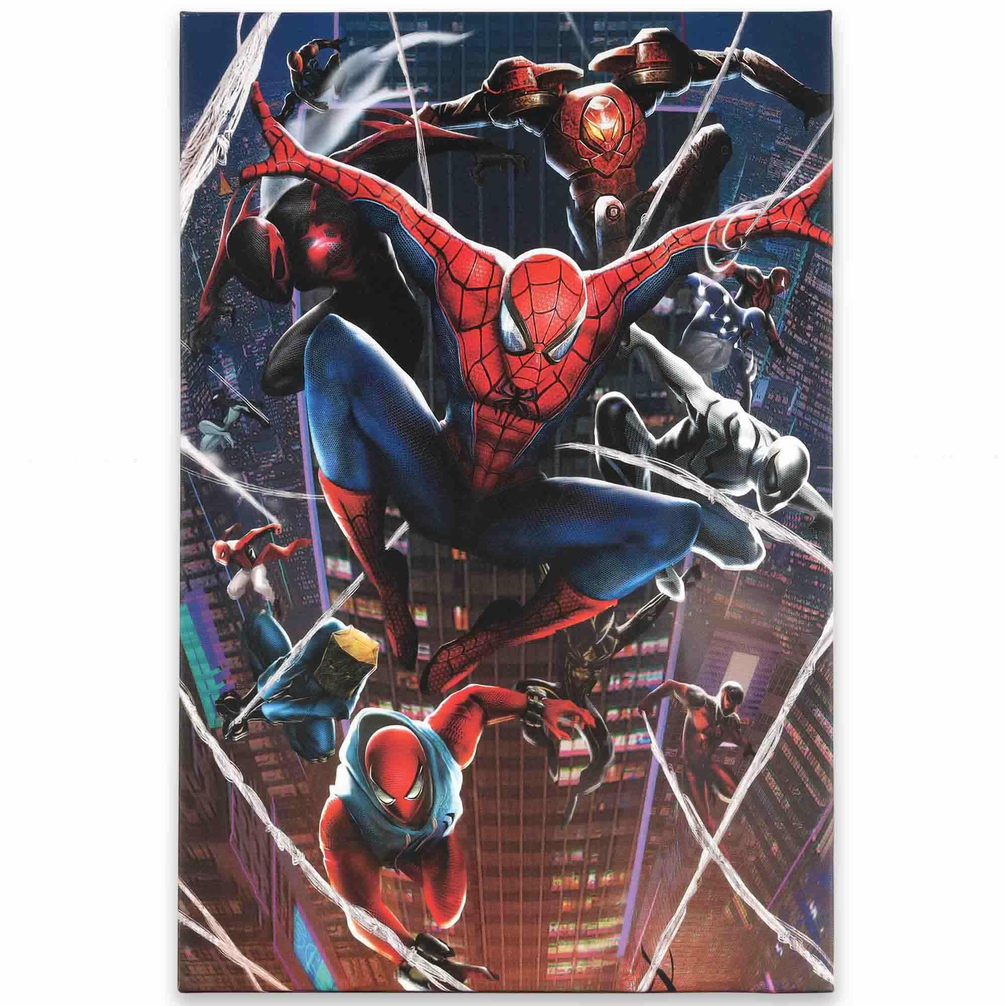 Spider-Man & Enemies Cityscape Scene Canvas Wall Decor image