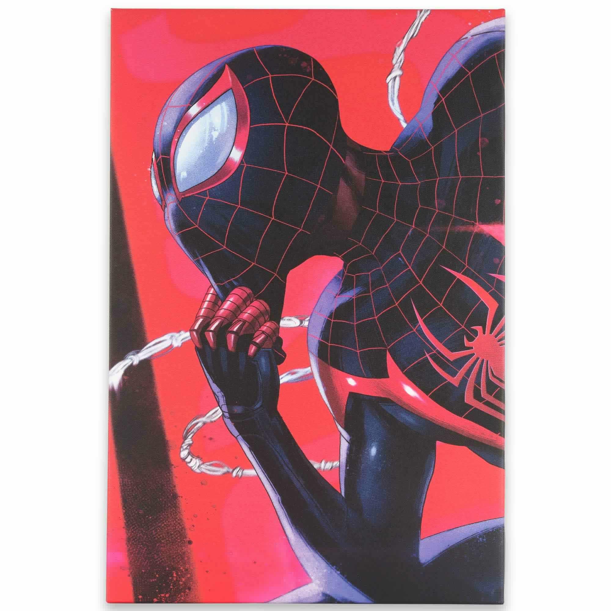 Spider-Man Miles Morales Removing Mask Canvas Wall Decor image