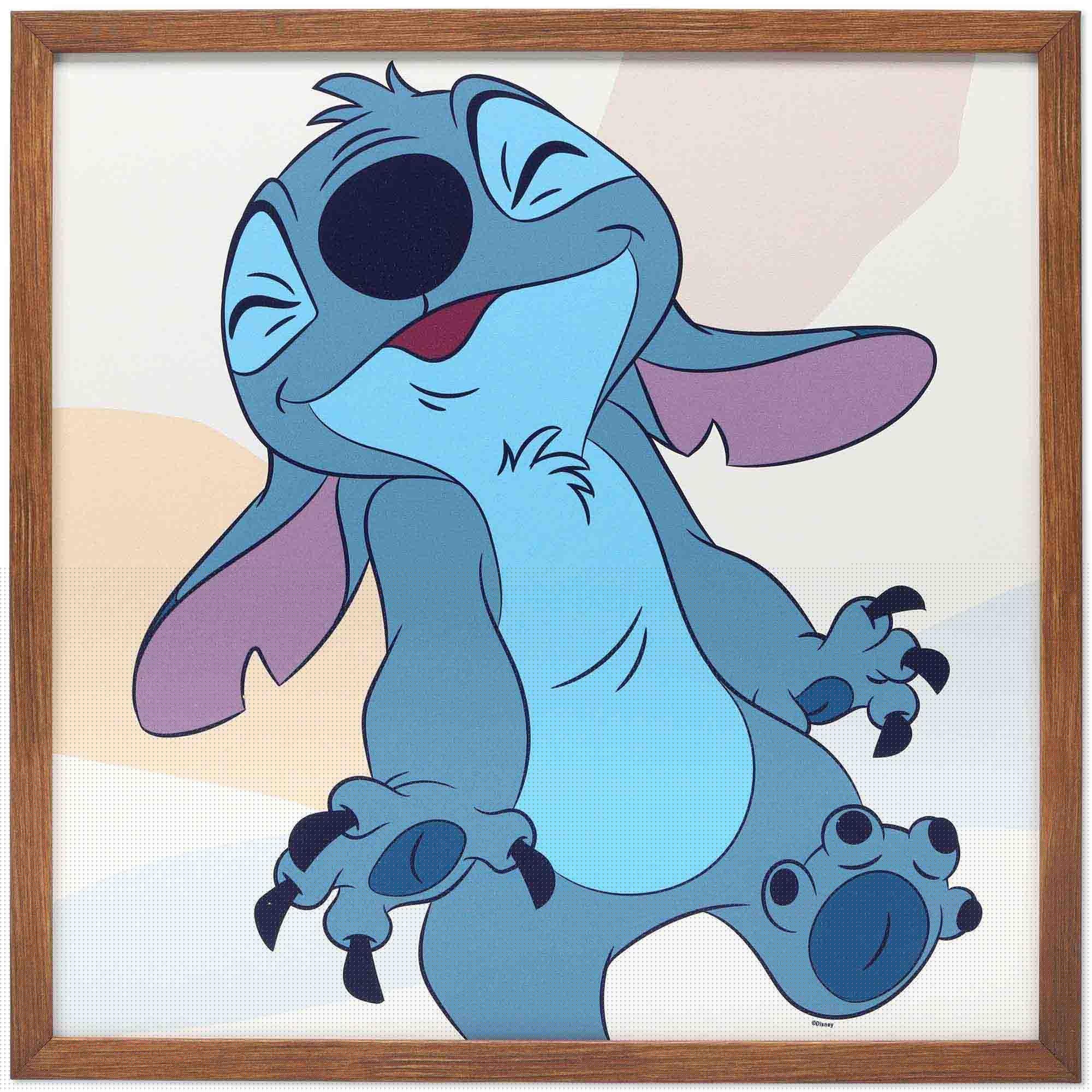 Disney Lilo & Stitch Gleeful Stitch Framed Wood Wall Decor image