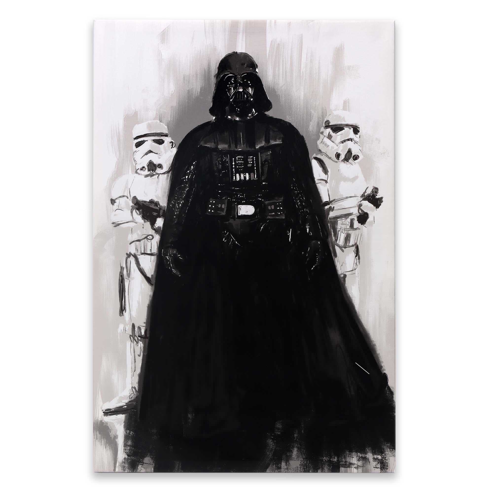 Disney Star Wars Darth Vader & Stormtroopers Black & White Canvas Wall Decor image