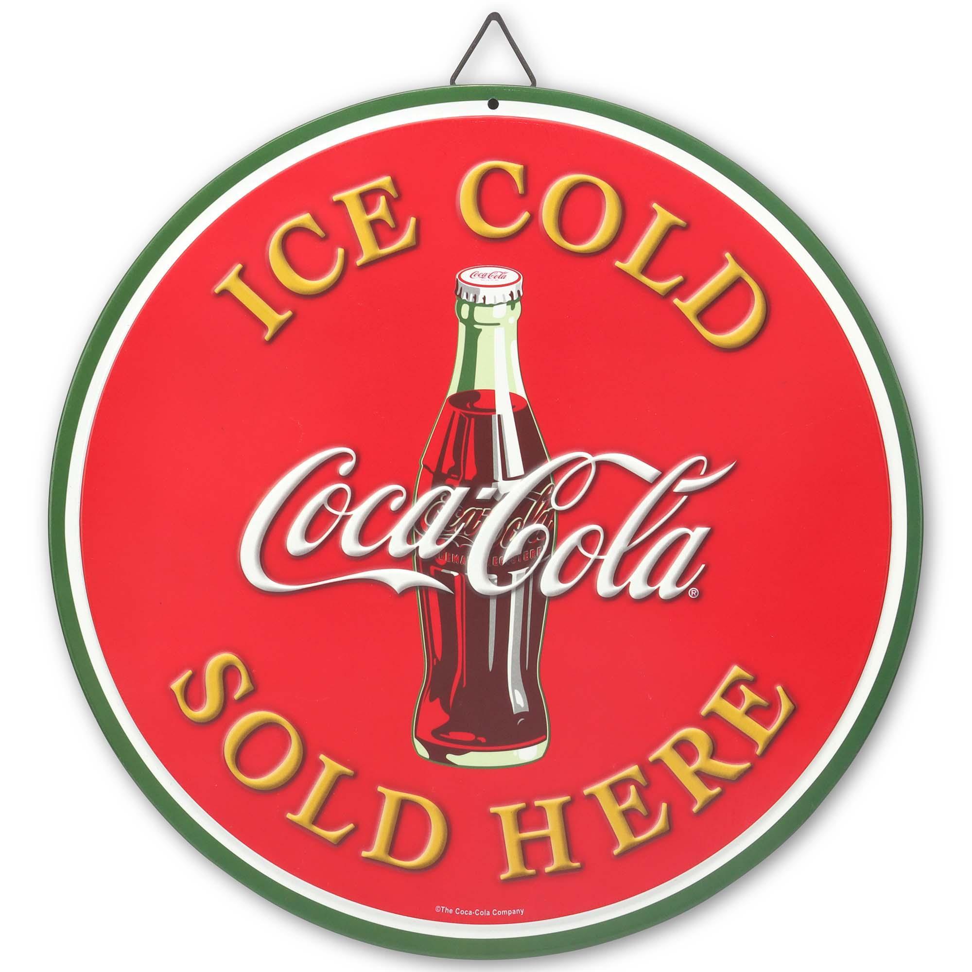 Coca-Cola Ice Cold Sold Here Round Metal Sign image