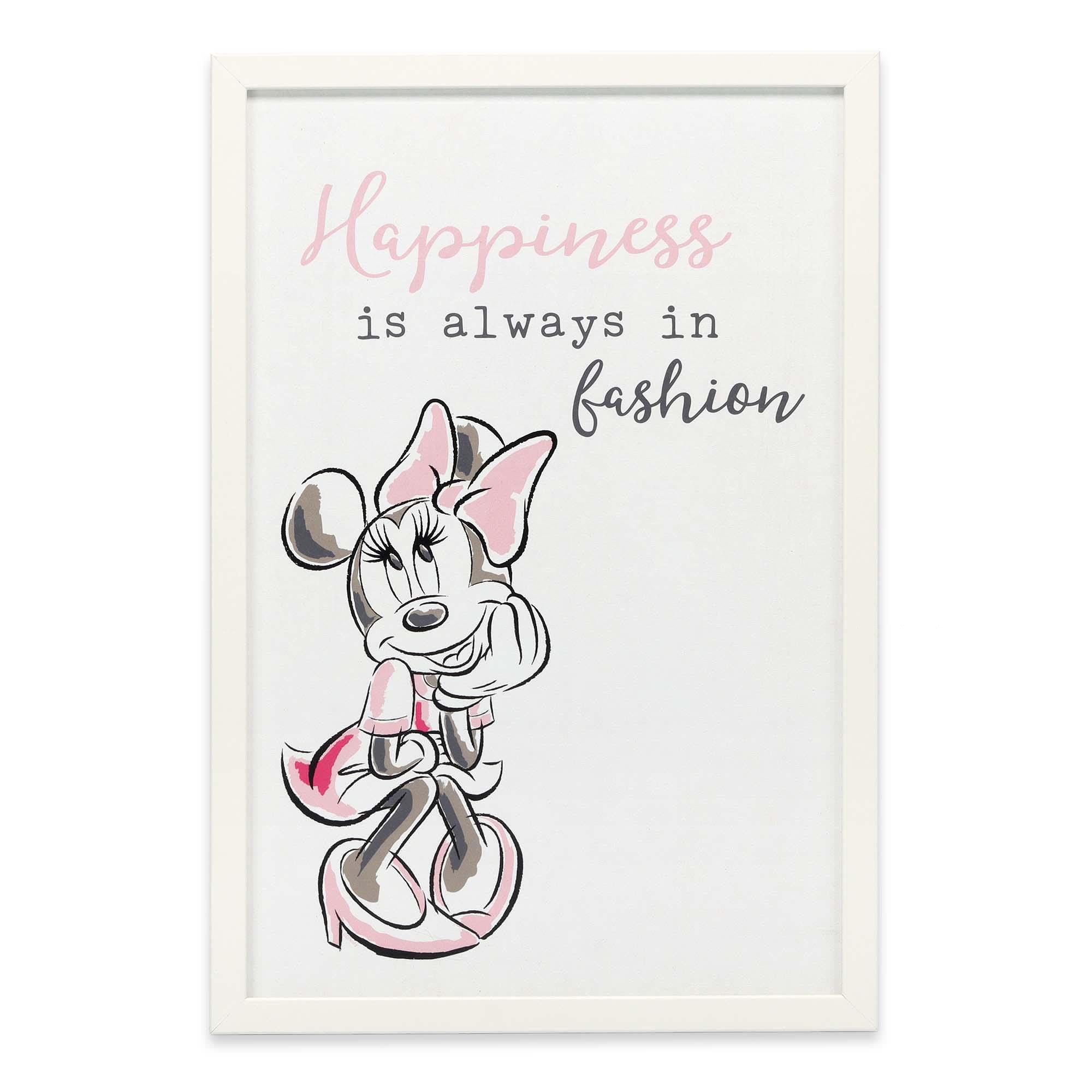 Disney Minnie Mouse Happiness is Always In Fashion Framed Wood Wall Decor image