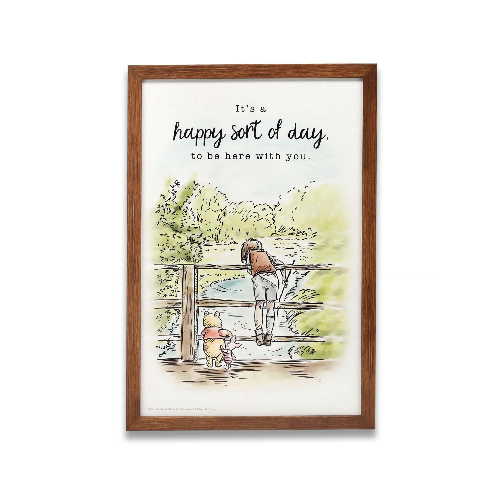 Disney Winnie the Pooh Happy Sort of Day Framed Wood Wall Decor image