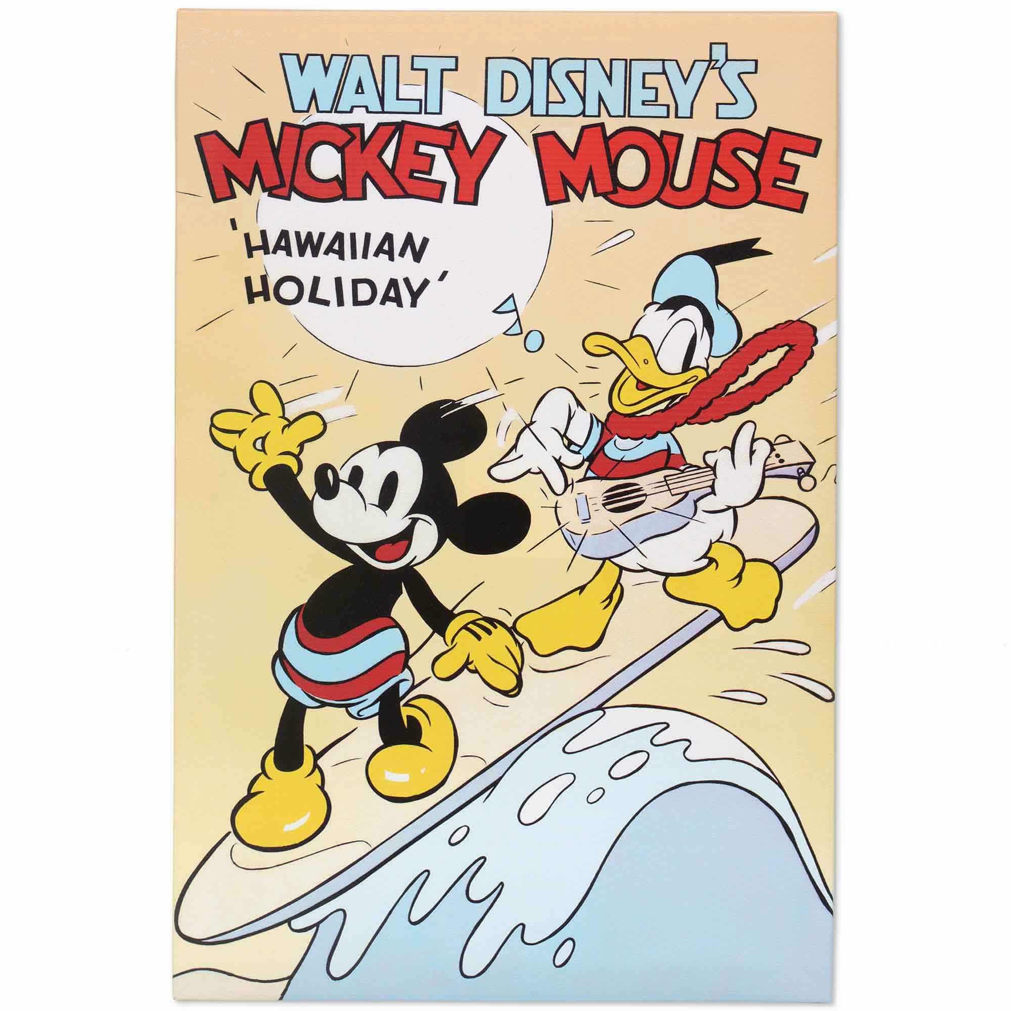 Disney Mickey Mouse Hawaiian Holiday Surf Classic Movie Cover Canvas Wall Decor