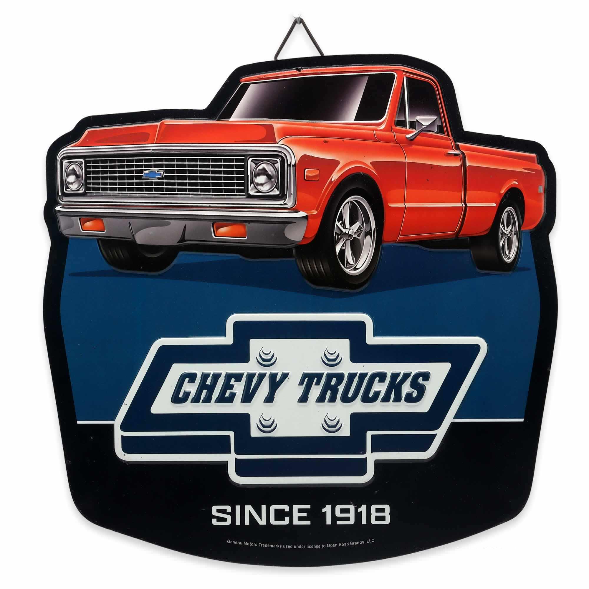 Chevrolet Chevy Trucks Since 1918 Orange Truck Metal Sign image