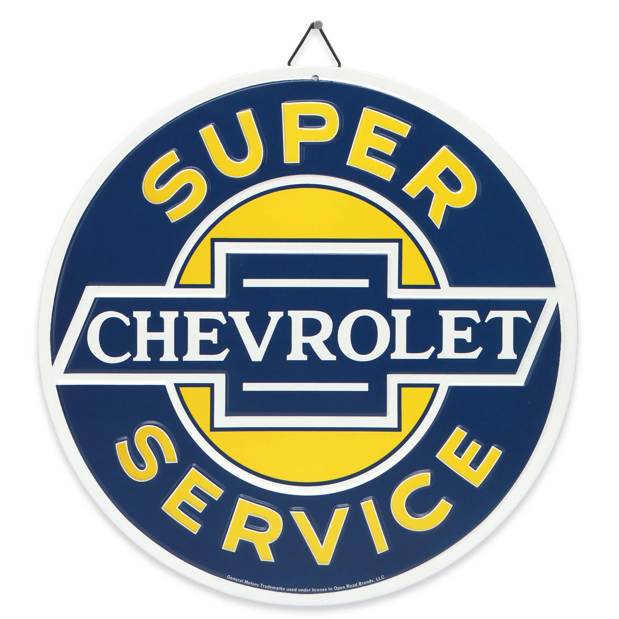 Chevrolet Super Service Round Metal Sign image