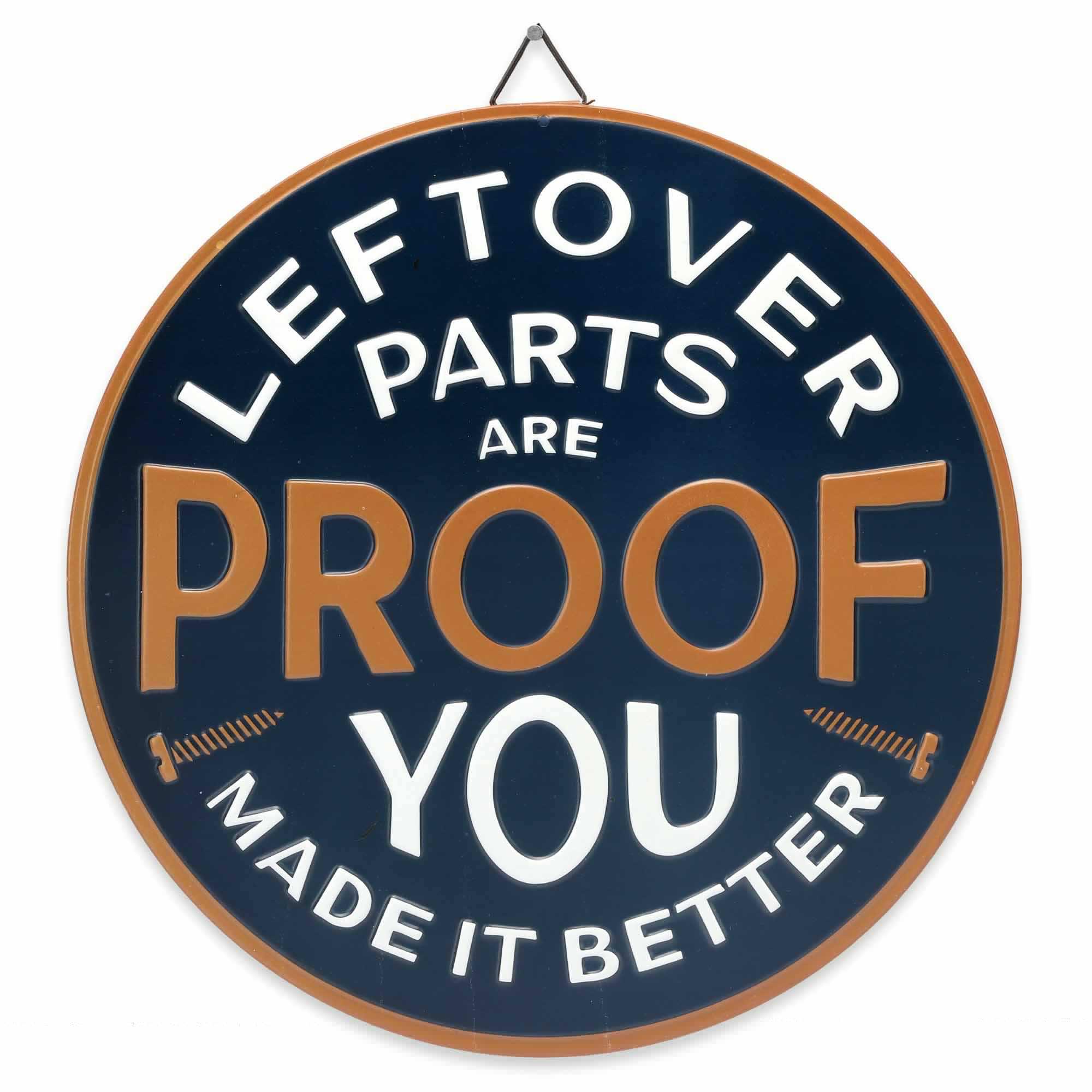 Leftover Parts Round Metal Sign image