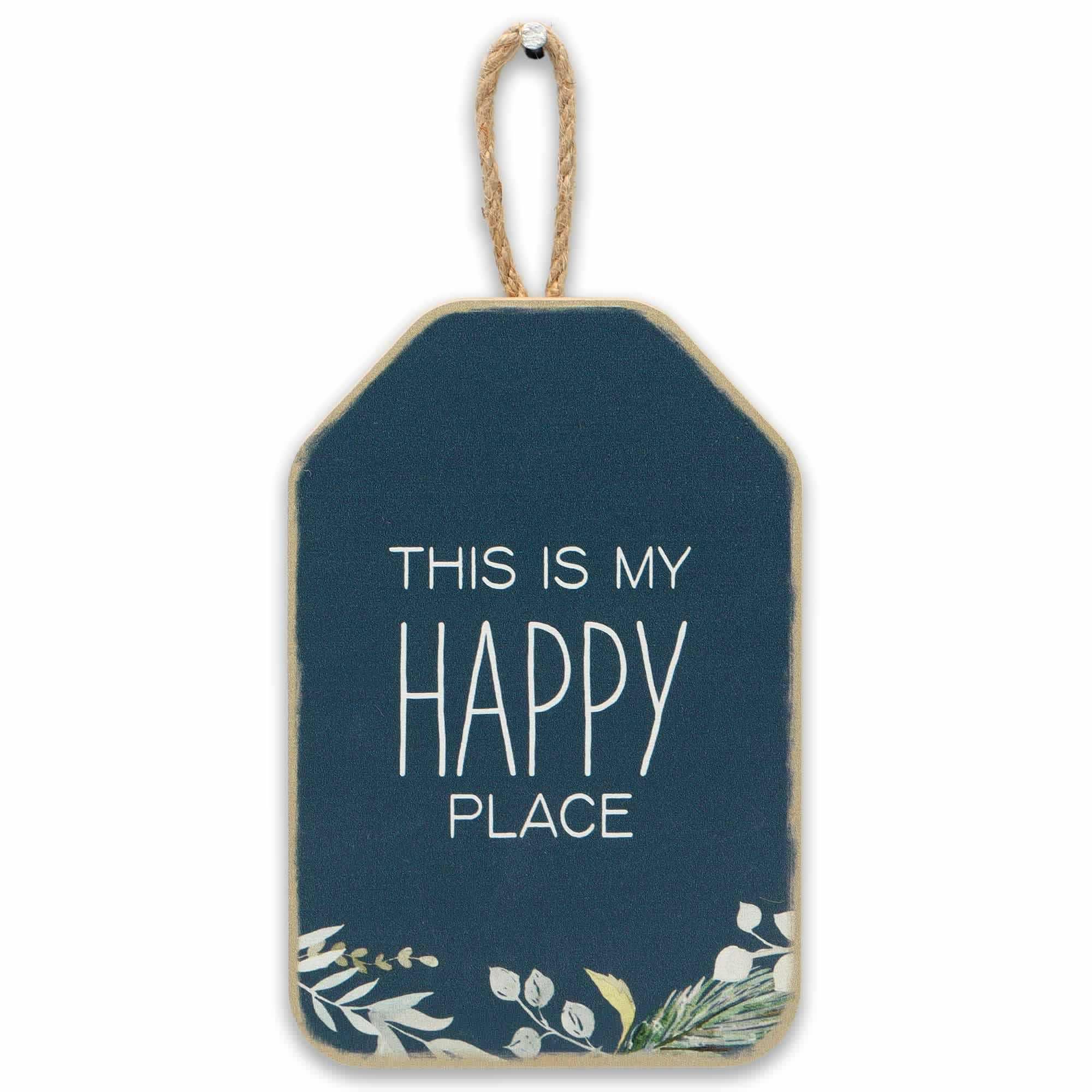 This is My Happy Place Floral Hanging Wood Wall Decor image