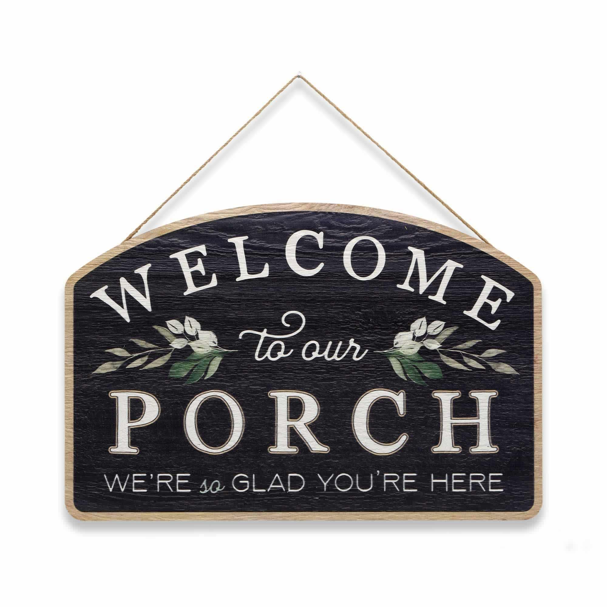 Creative Market Welcome to Our Porch Floral Textured Wood Wall Decor image