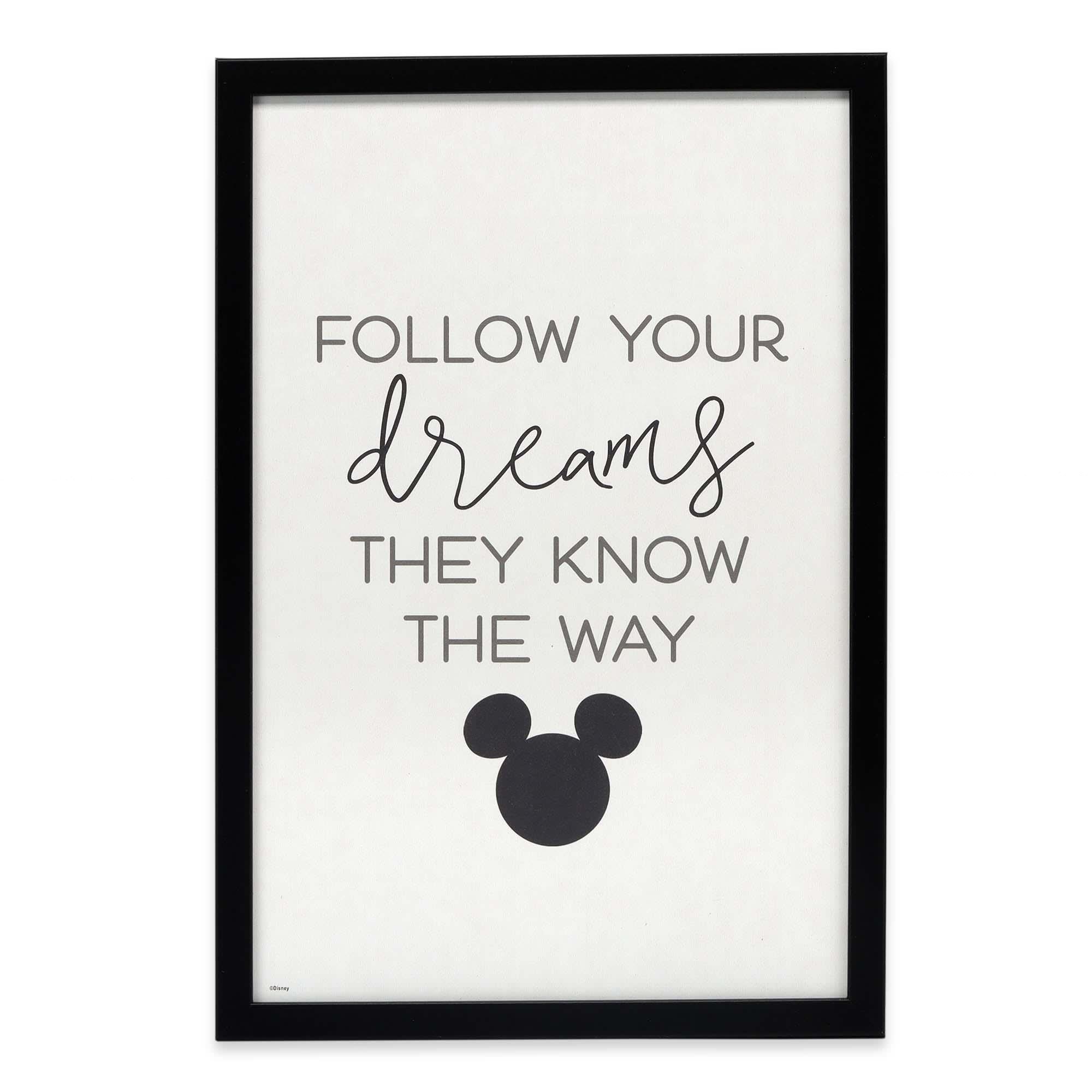 Disney Mickey Mouse Follow Your Dreams Framed Wood Wall Decor image