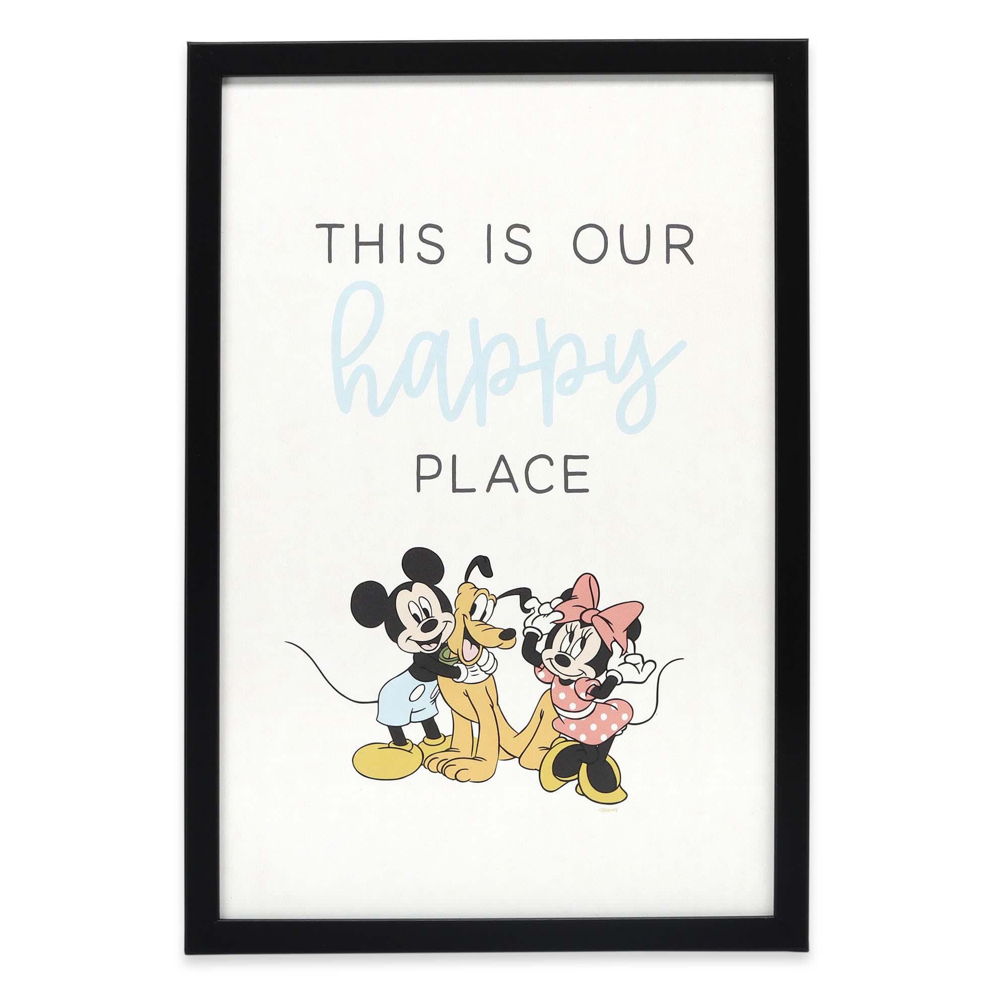 Disney Mickey & Minnie Mouse This is Our Happy Place Framed Wood Wall Decor