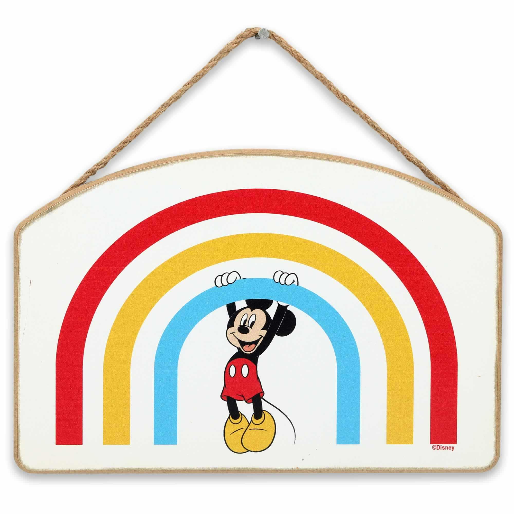 Disney Mickey Mouse Rainbow Hanging Wood Wall Decor image