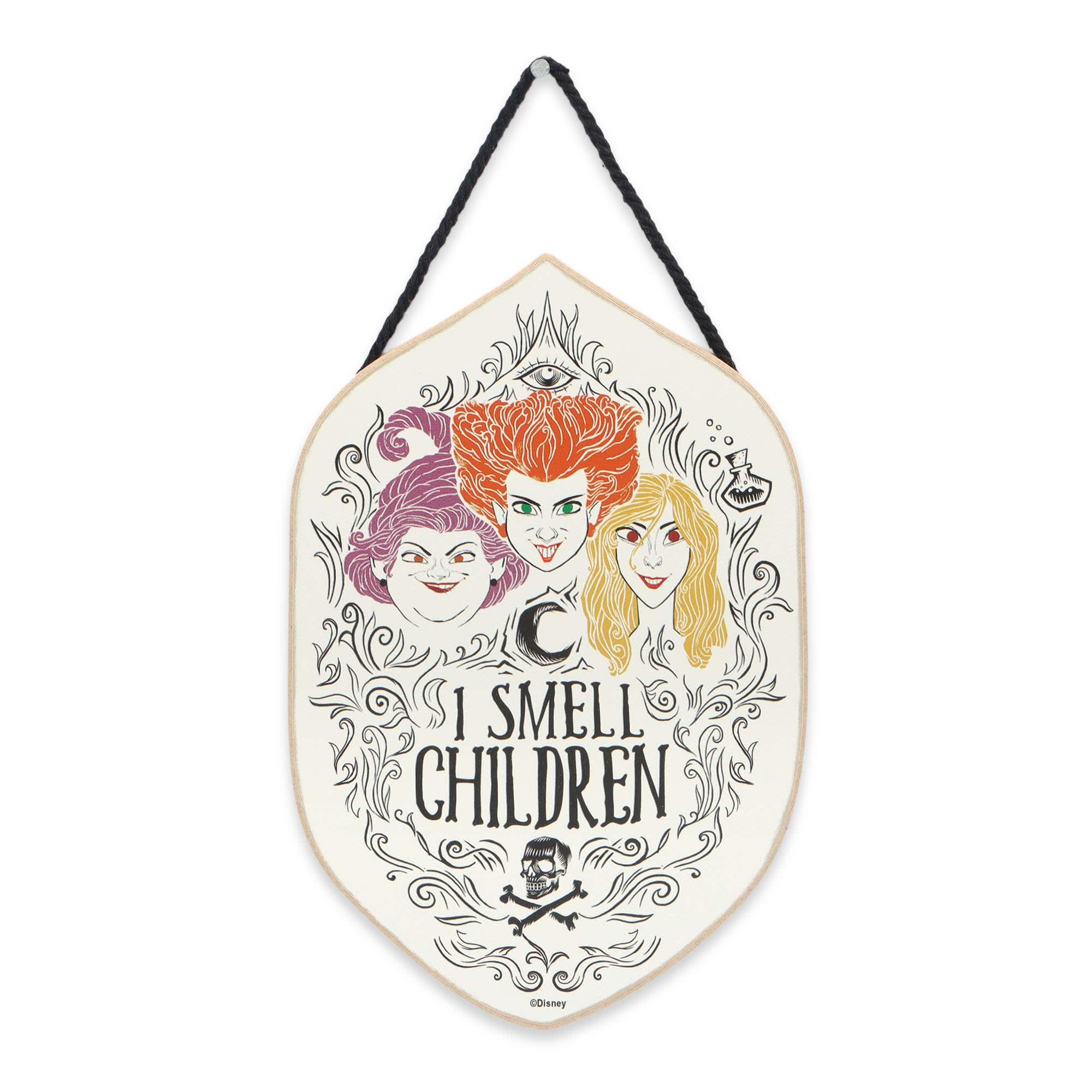 Disney Hocus Pocus I Smell Children Sanderson Sisters Hanging Wood Wall Decor image