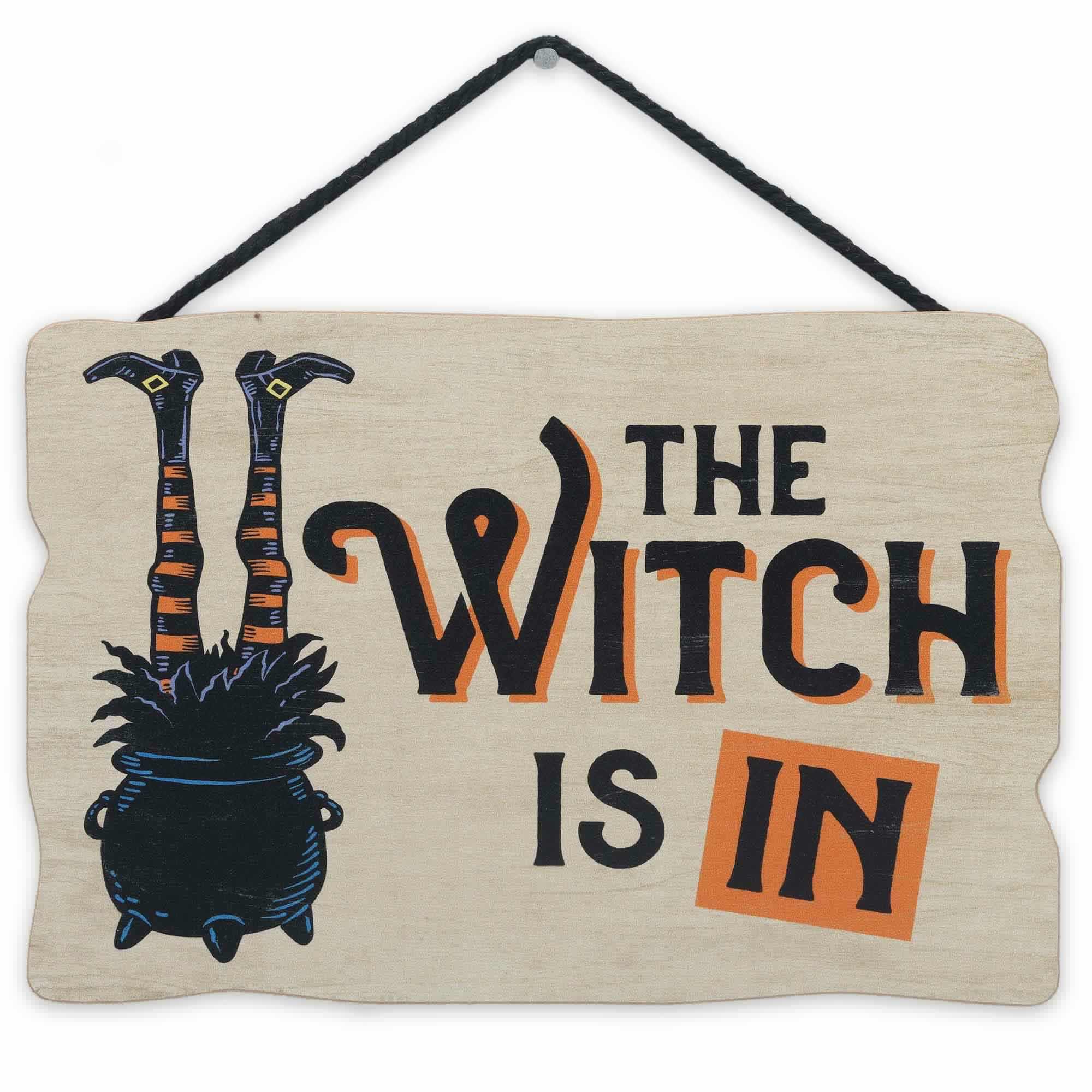 The Witch Is In Halloween Hanging Wood Wall Decor image