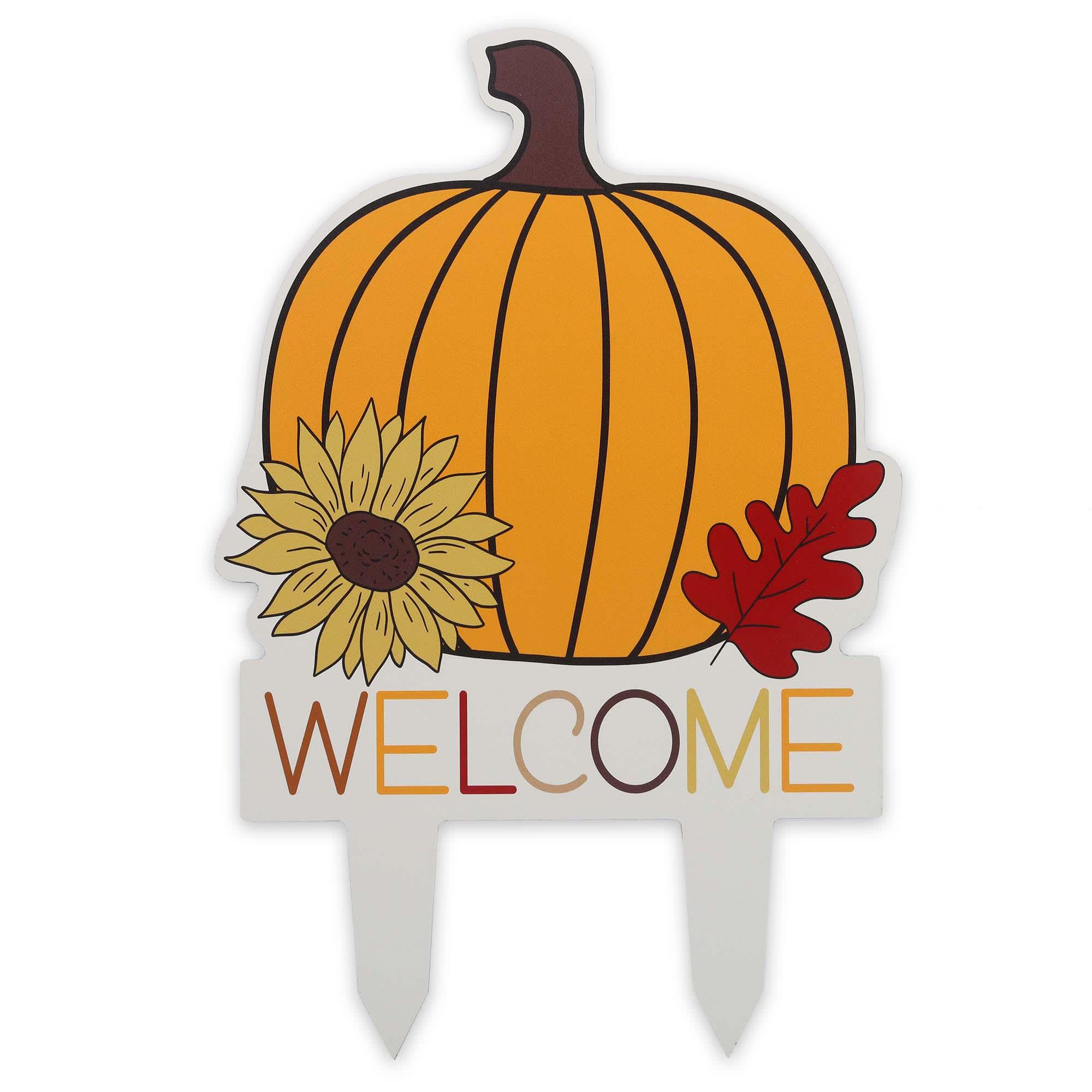Fall Floral Pumpkin Metal Yard Stake image
