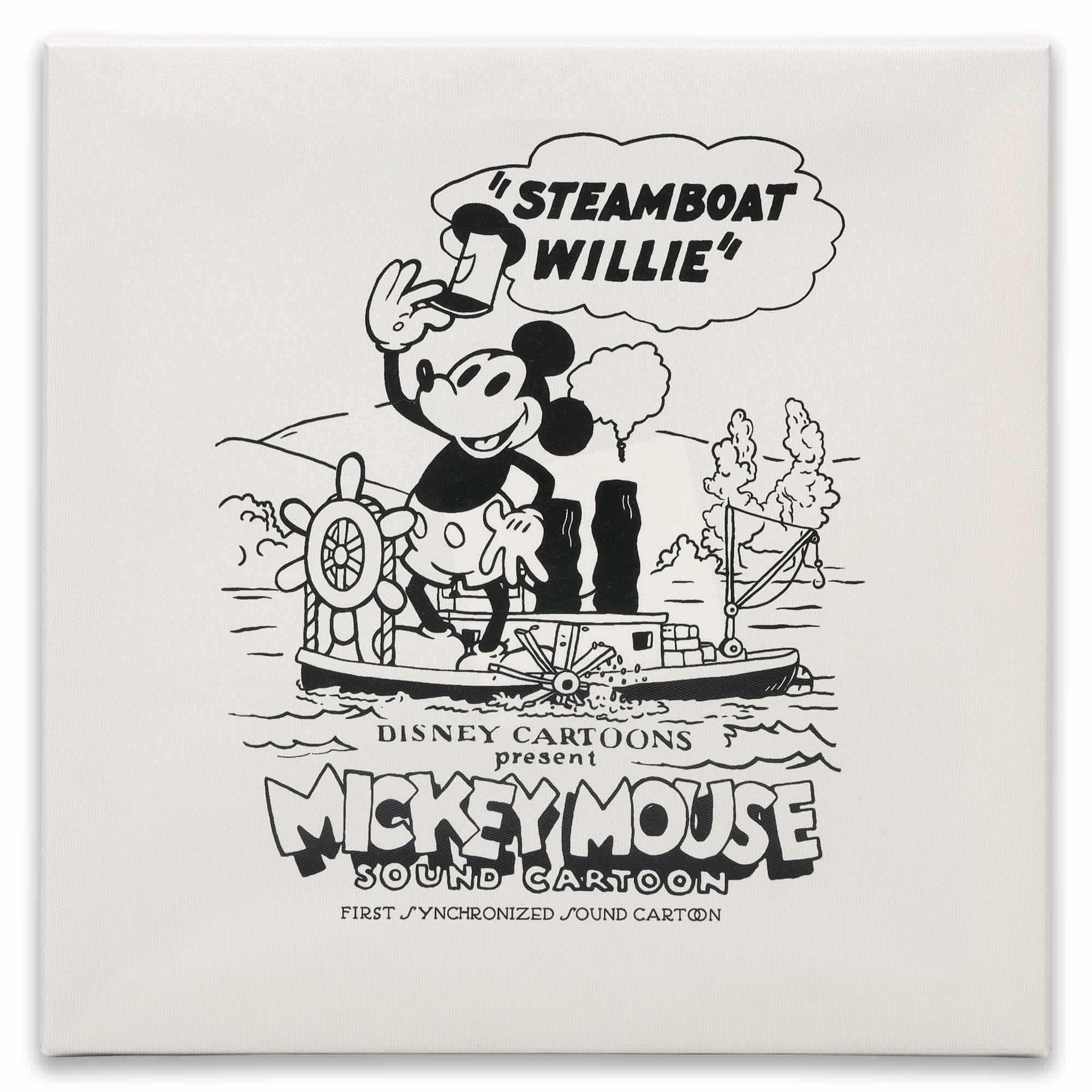 Disney Mickey Mouse Steamboat Willie Black & White Canvas Wall Decor image
