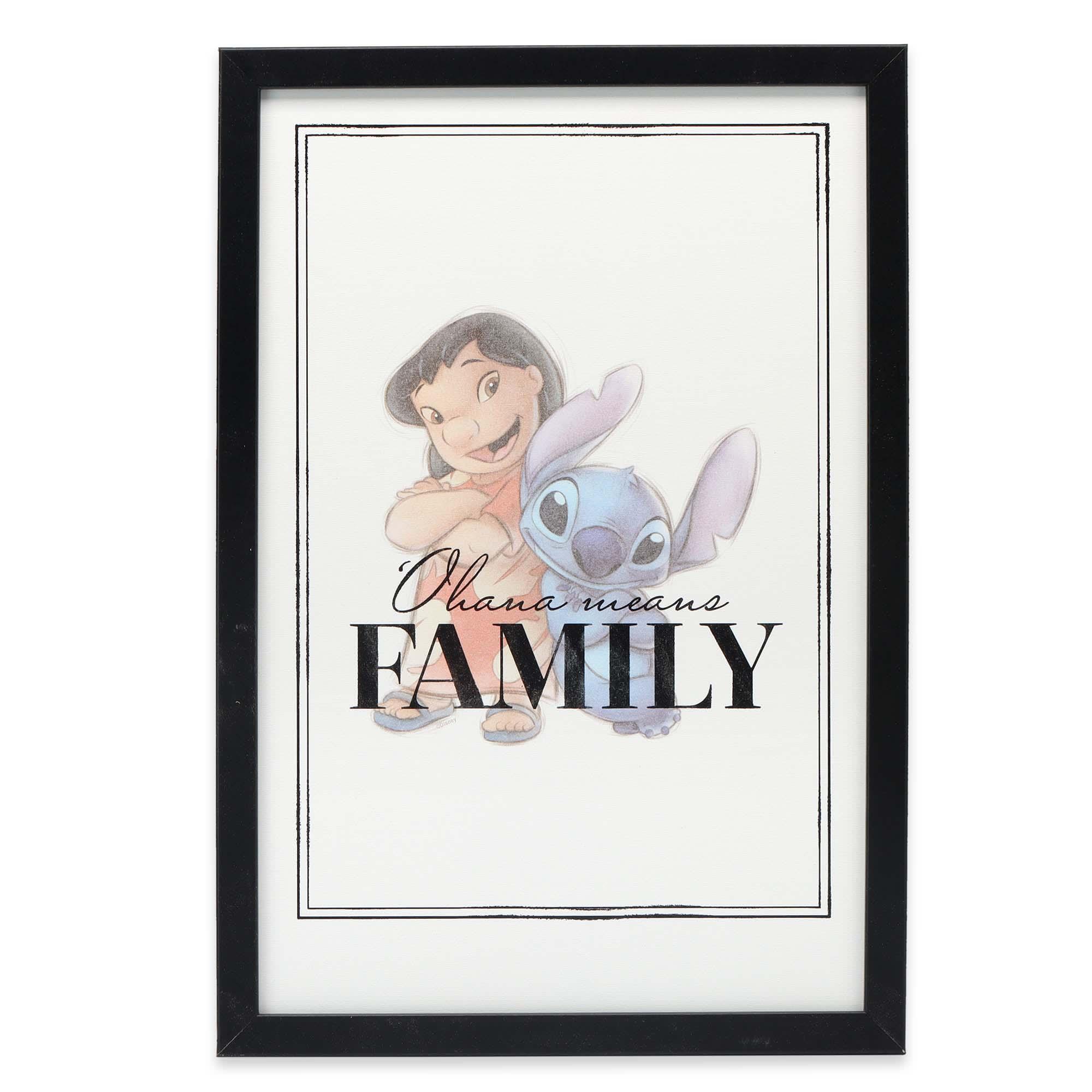 Disney Lilo & Stitch Ohana Means Family Quote Framed Wood Wall Decor image