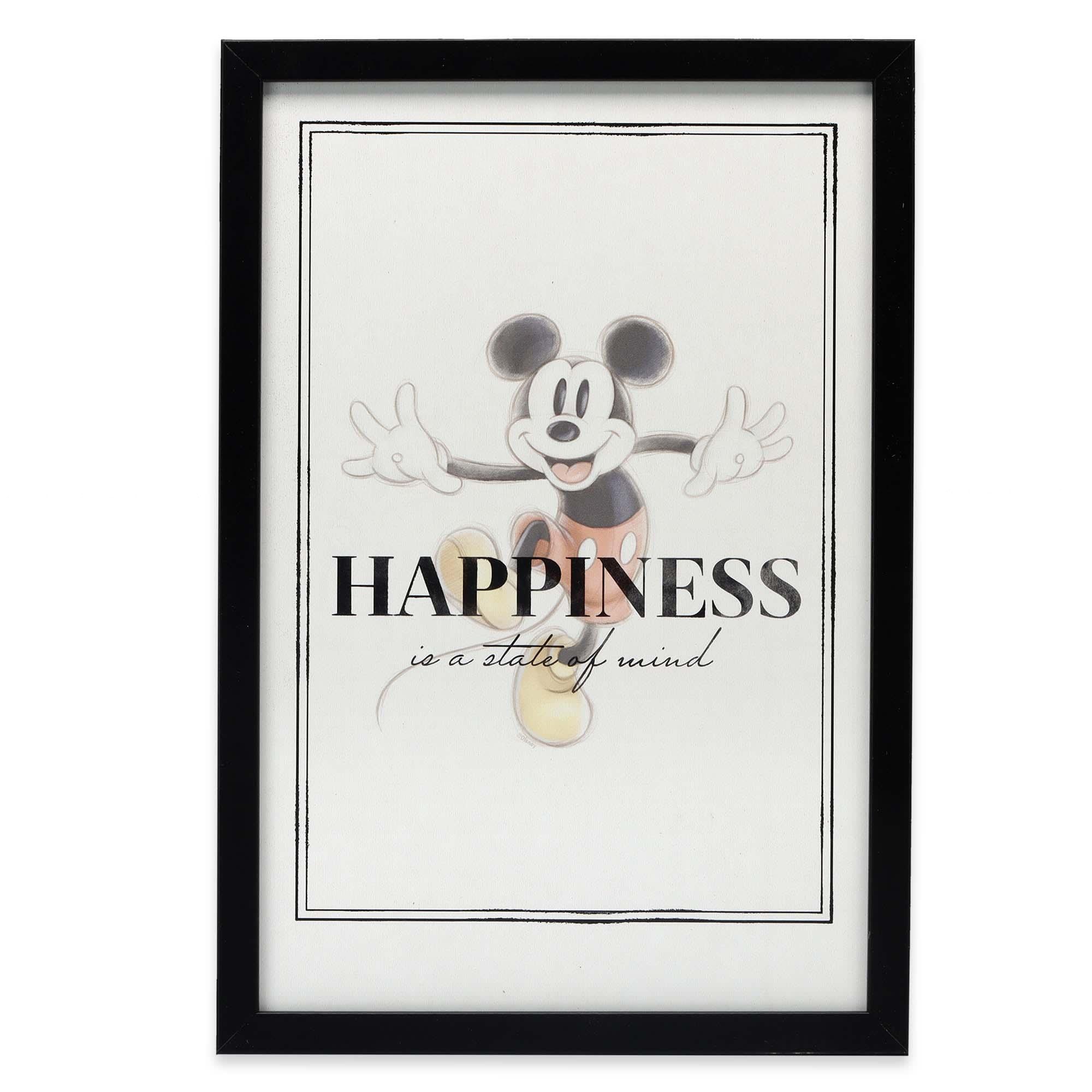 Disney Mickey Mouse Happiness Is a State of Mind Framed Wood Wall Decor image