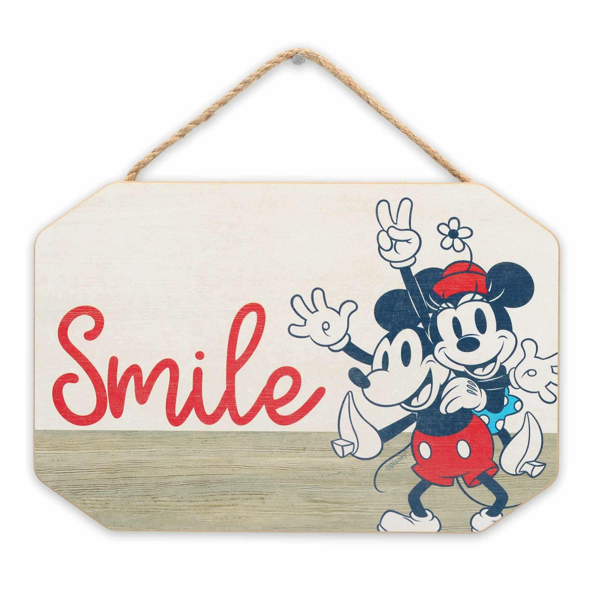 Disney Vintage Mickey & Minnie Mouse Smile Colorblocked Wood Wall Decor image
