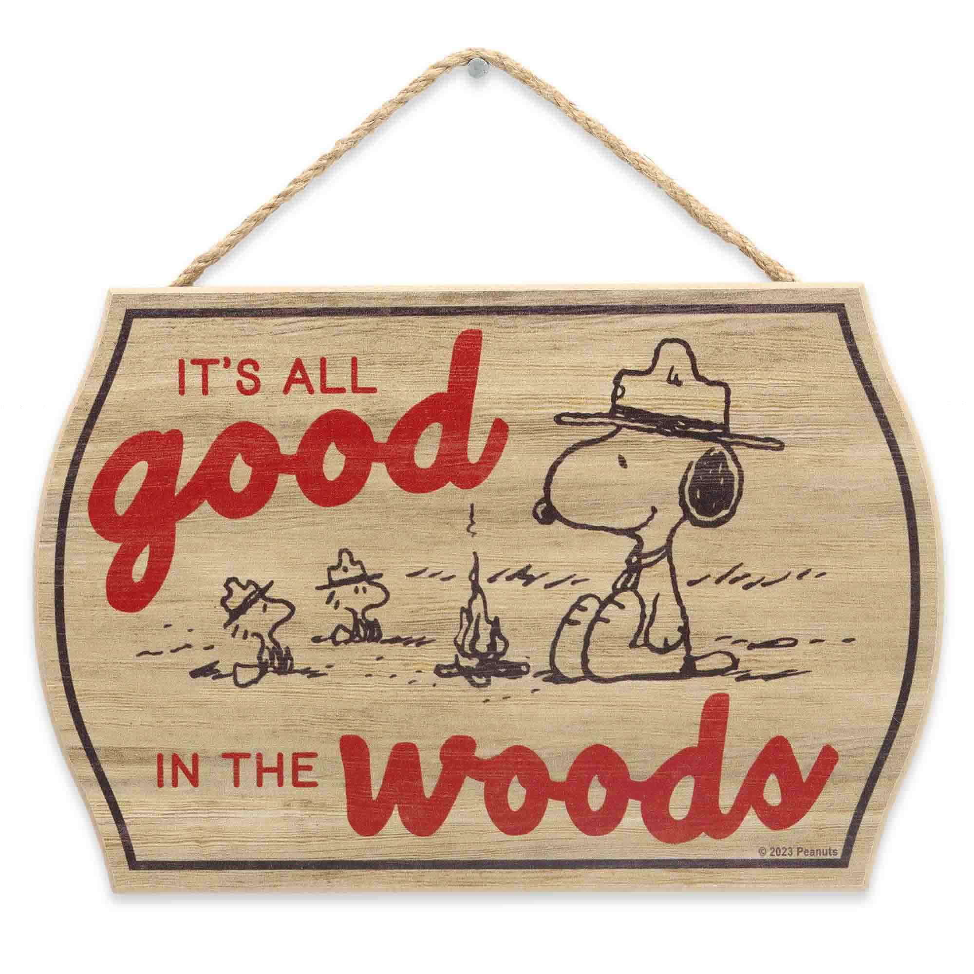 Peanuts Snoopy & Woodstock It's All Good In the Woods Hanging Wood Wall Decor