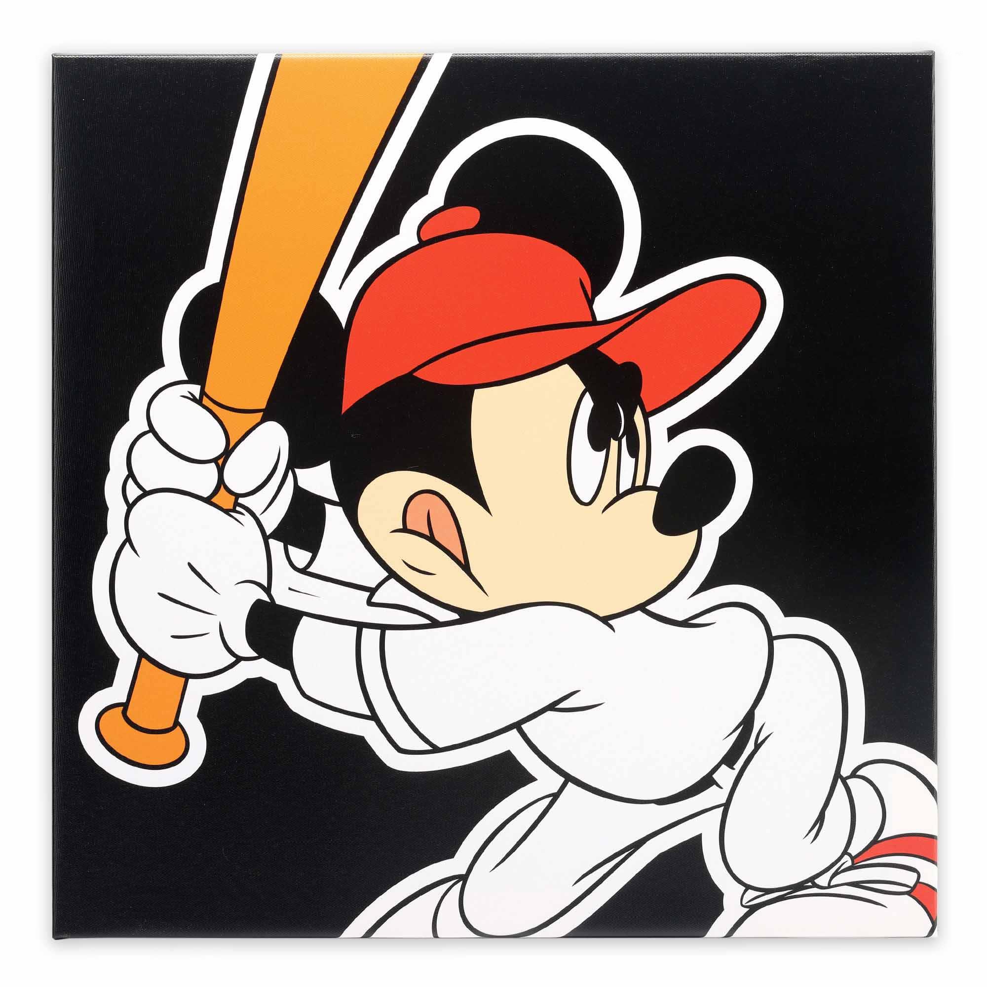 Disney Mickey Mouse Playing Baseball Canvas Wall Decor image
