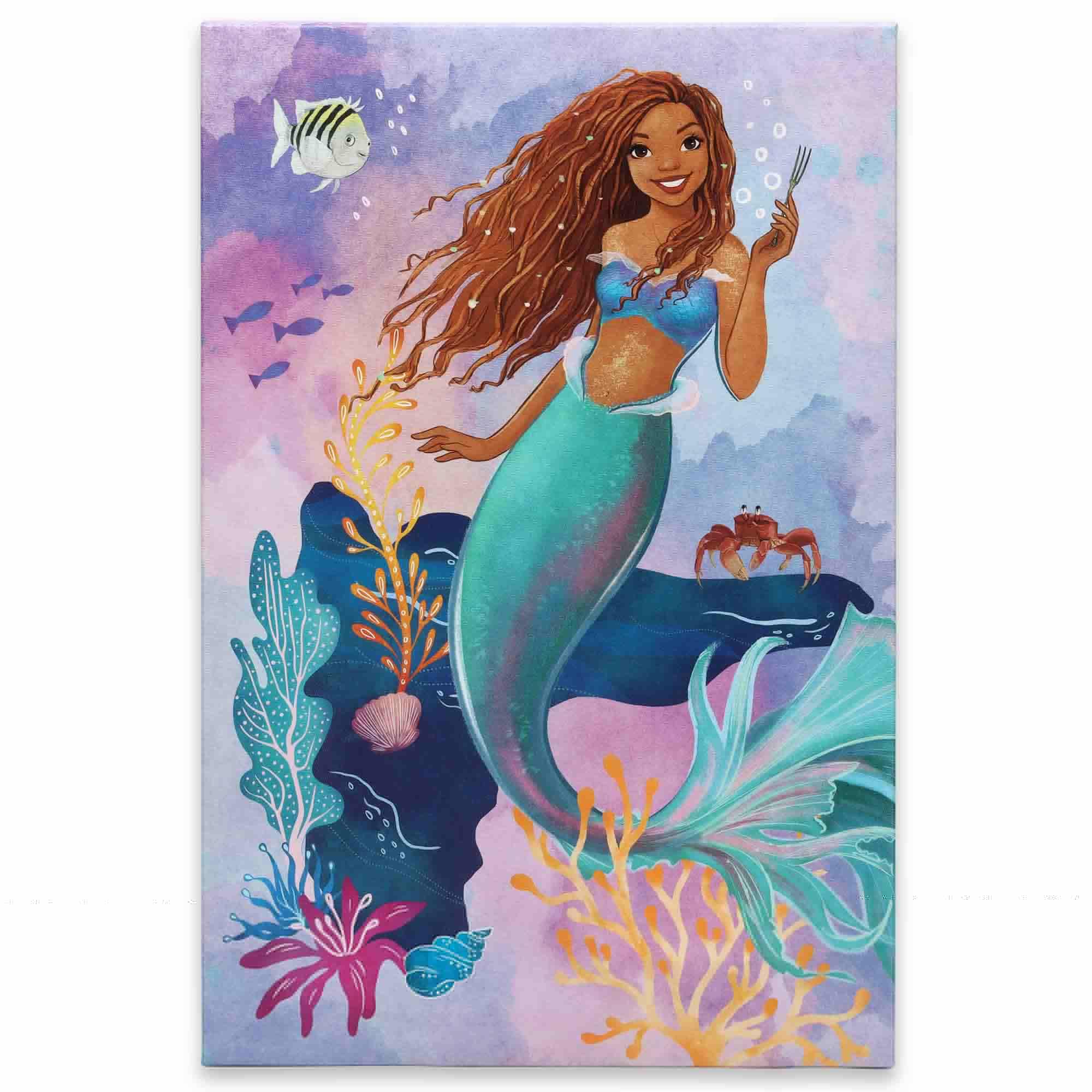 Disney The Little Mermaid Live Action Ariel Underwater Watercolor Canvas Wall Decor image