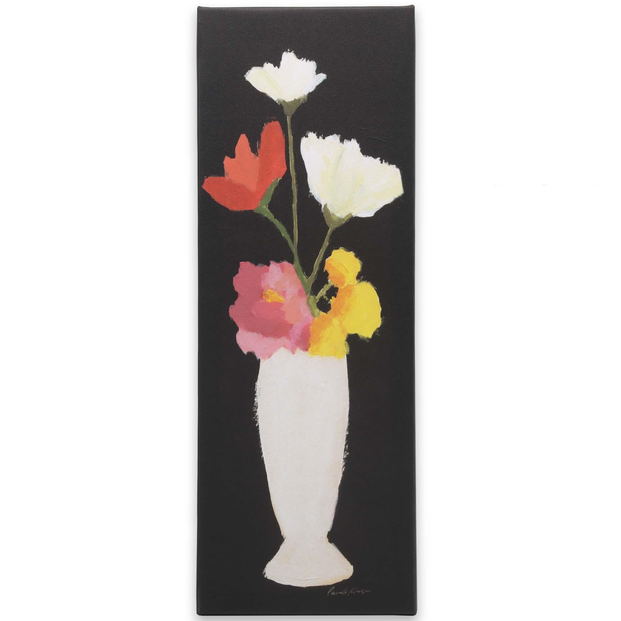 Floral Vase on Black Canvas Wall Decor image