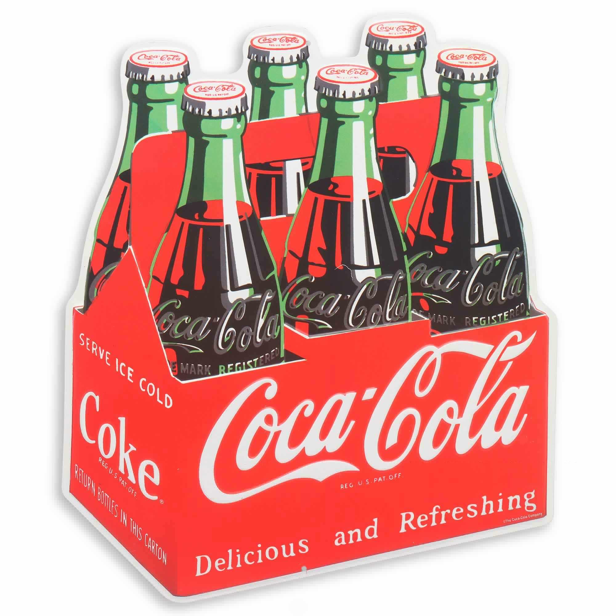 Coca-Cola 6-Pack Glass Bottles Metal Sign image