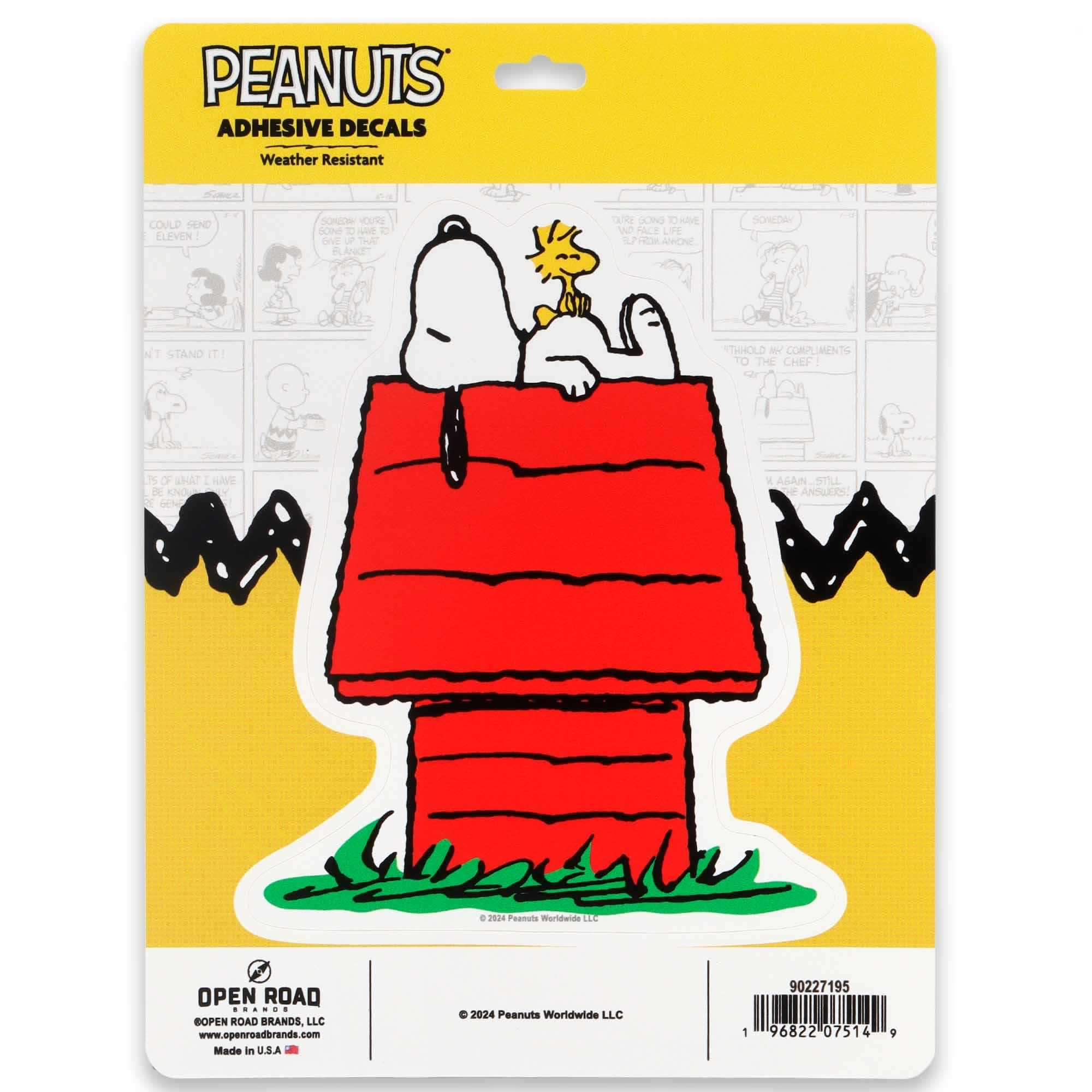 Peanuts Snoopy & Woodstock On Dog House Adhesive Decal image