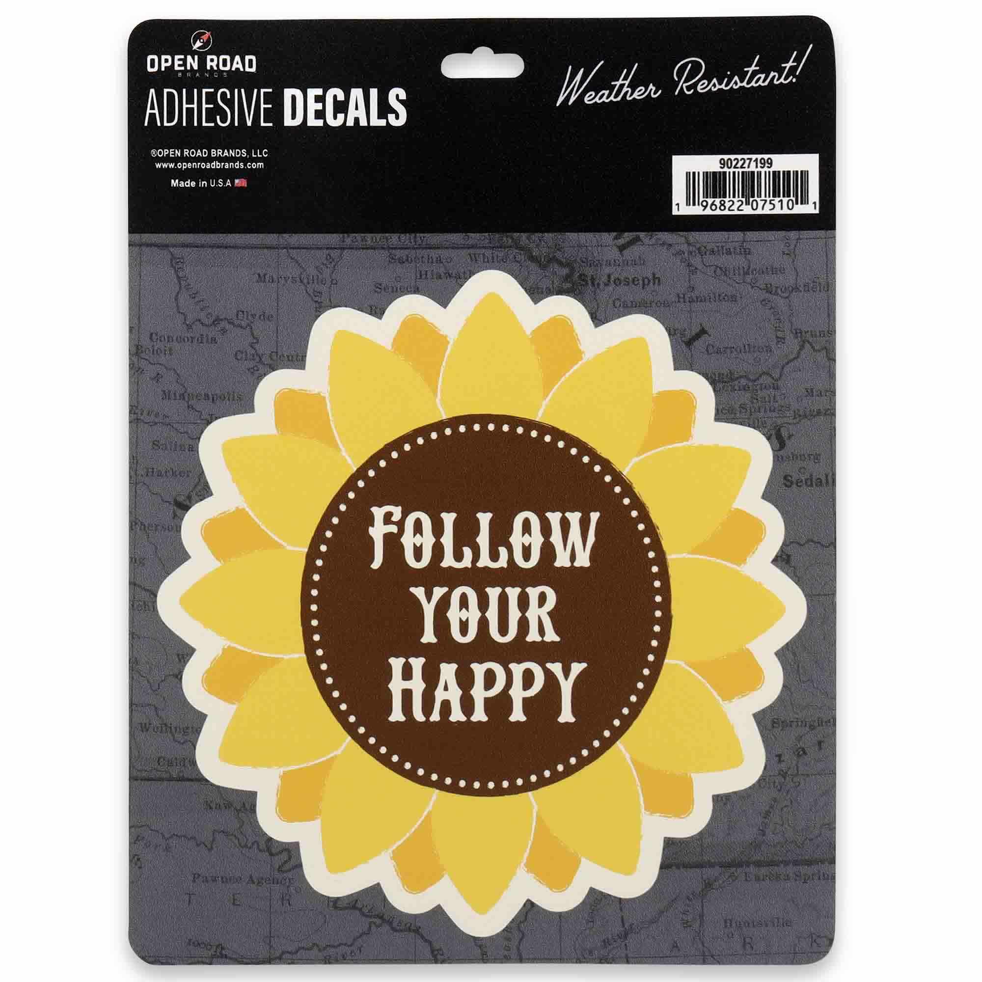 Sunflower Follow Your Happy Adhesive Decal image