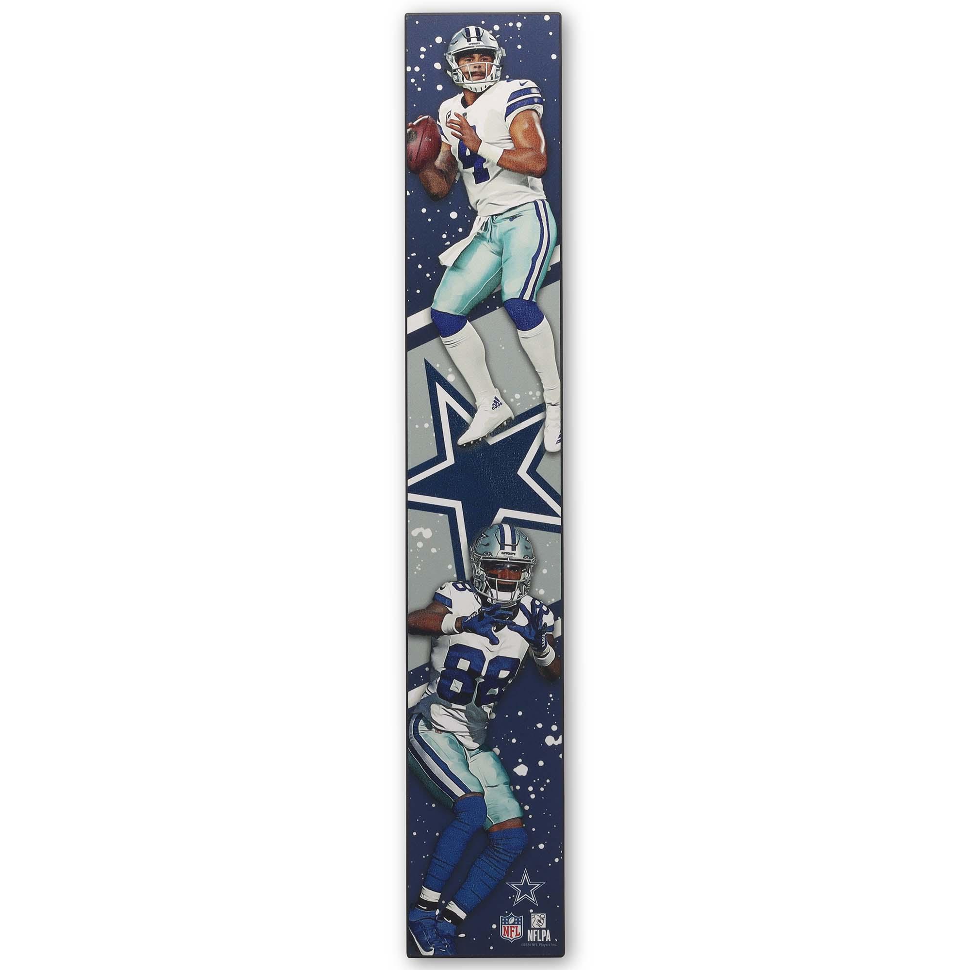 NFL Dallas Dak Prescott & Ceedee Lamb Action Tower Vertical Wood Wall Decor