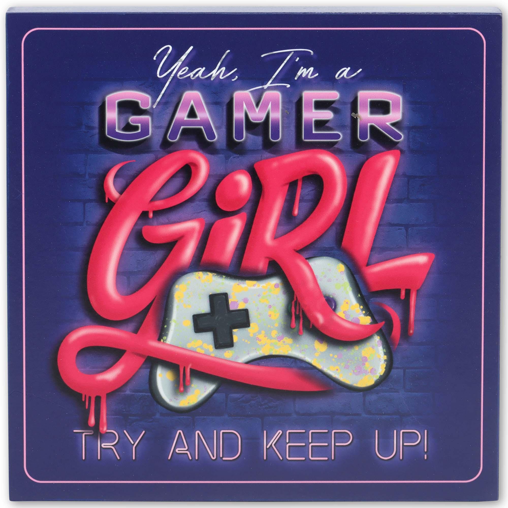 Gamer Girl Chunky Wood Décor image