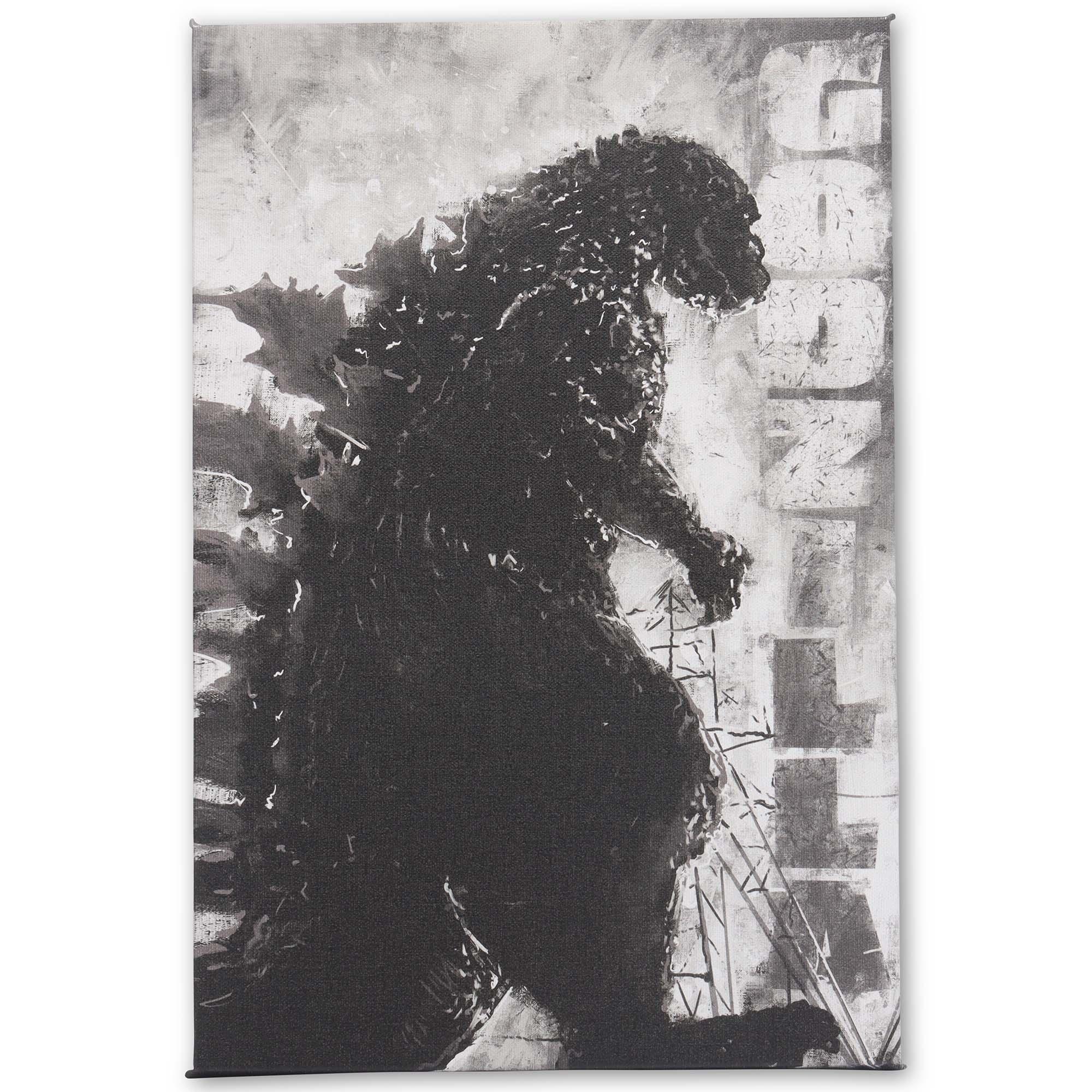Toho International Godzilla Painterly Black & White Canvas Wall Decor image