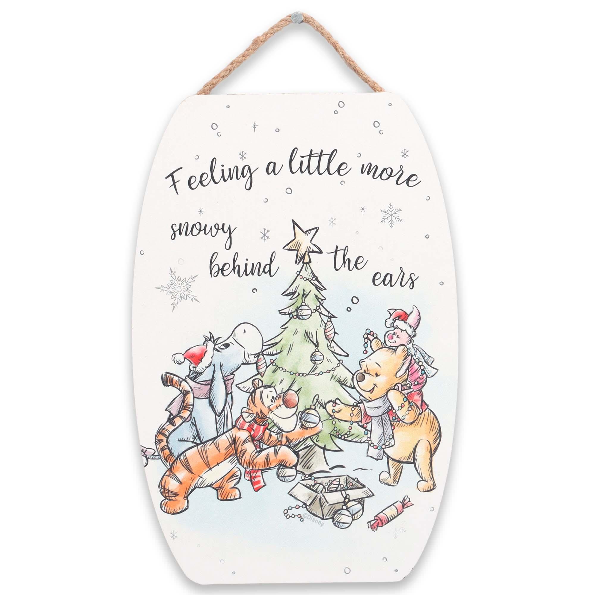 Disney Winnie the Pooh Snowy Behind the Ears Hanging Wood Wall Decor
