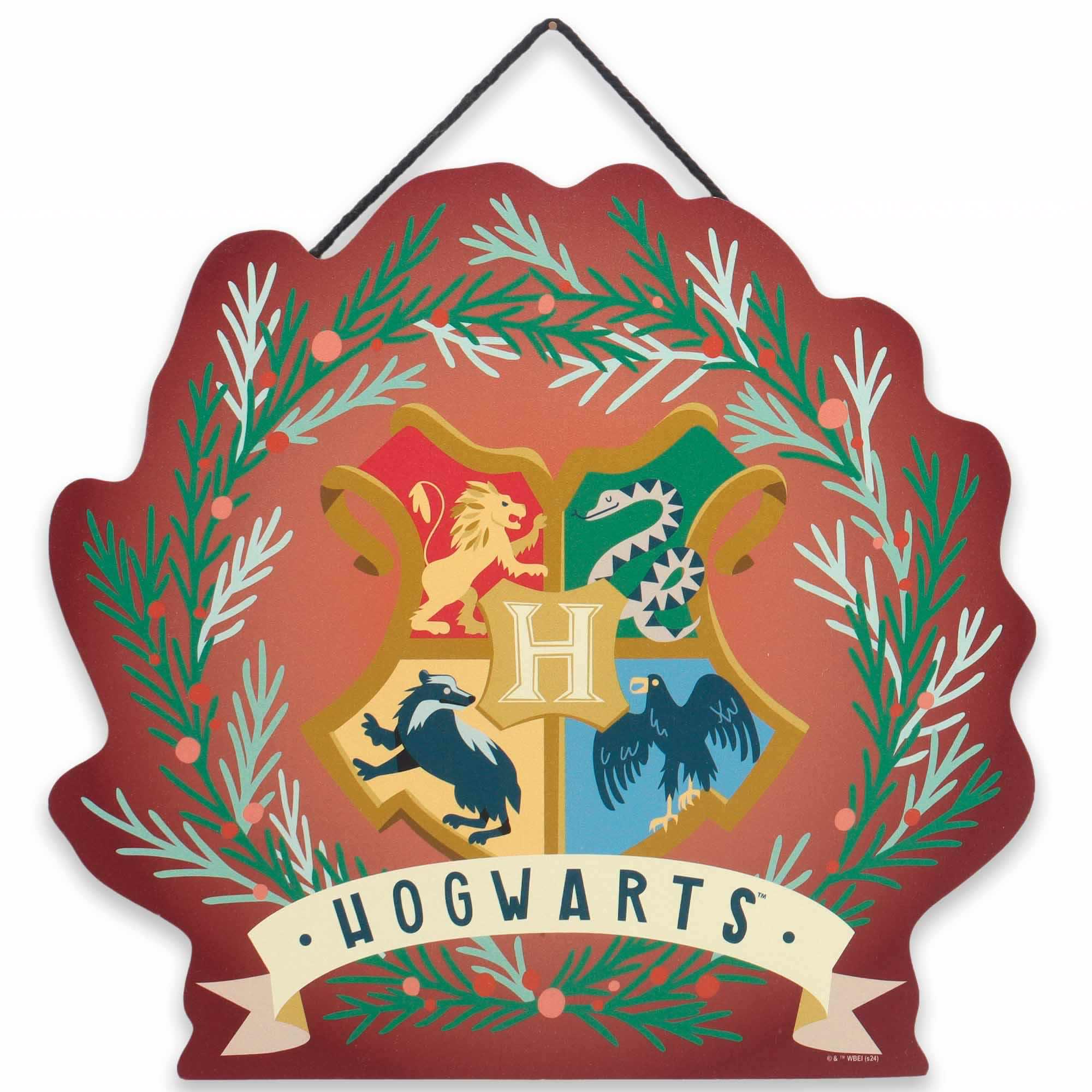 Harry Potter Hogwarts Winter Wreath Hanging Wood Wall Decor