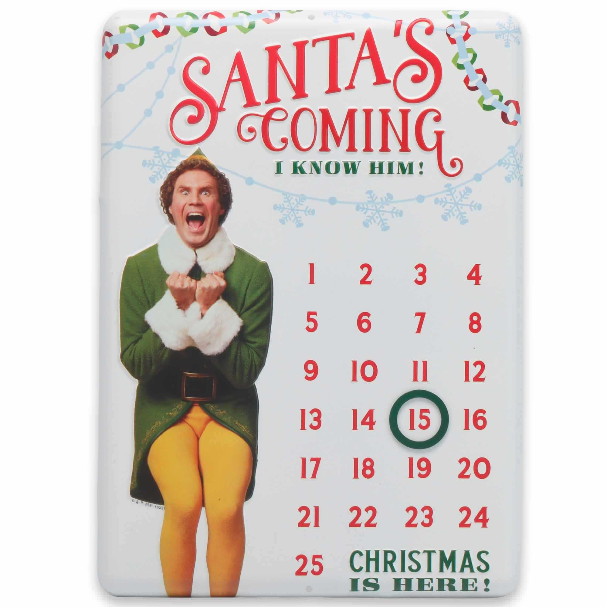 Elf Christmas Countdown Calendar Metal Sign image