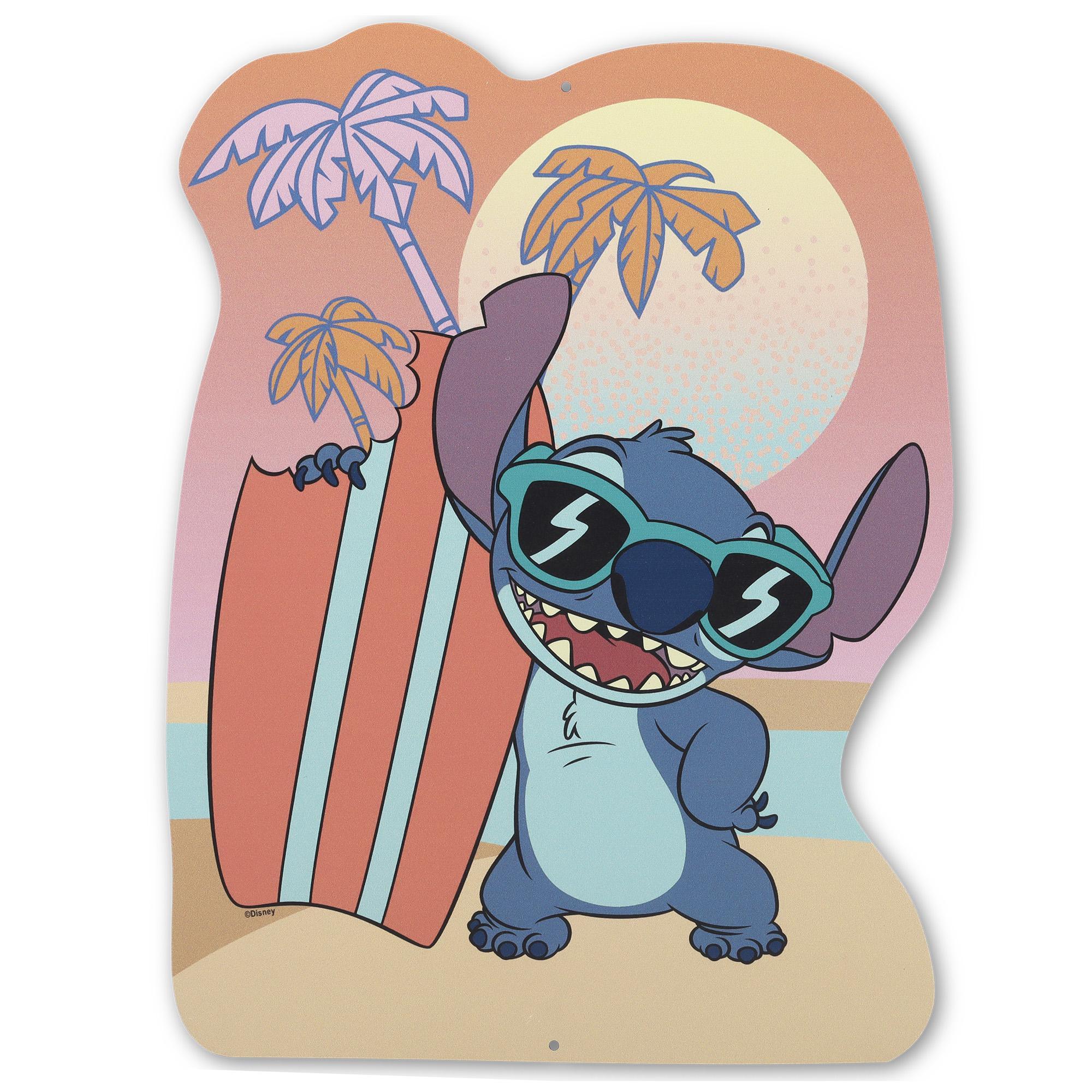 Disney Stitch Surfing Sunset Metal Sign image