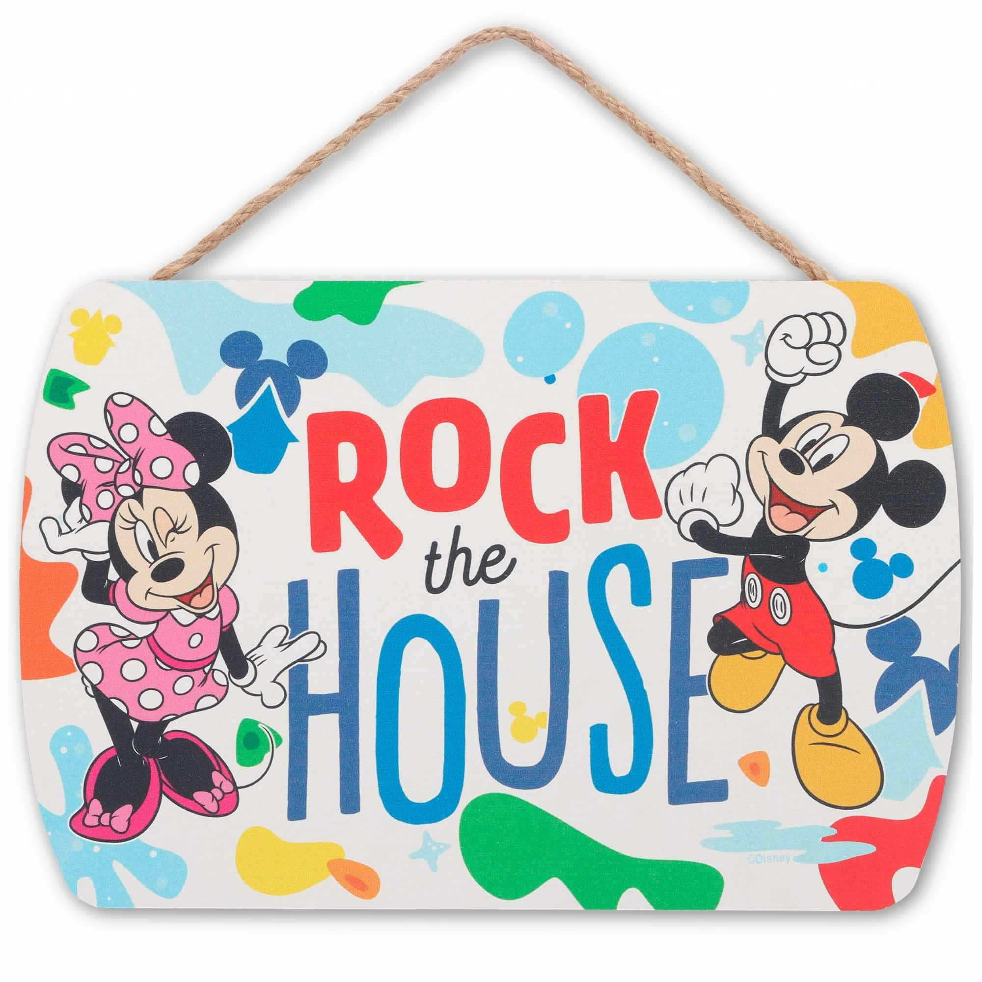 Disney Mickey & Minnie Mouse Rock the House Hanging Wood Wall decor image