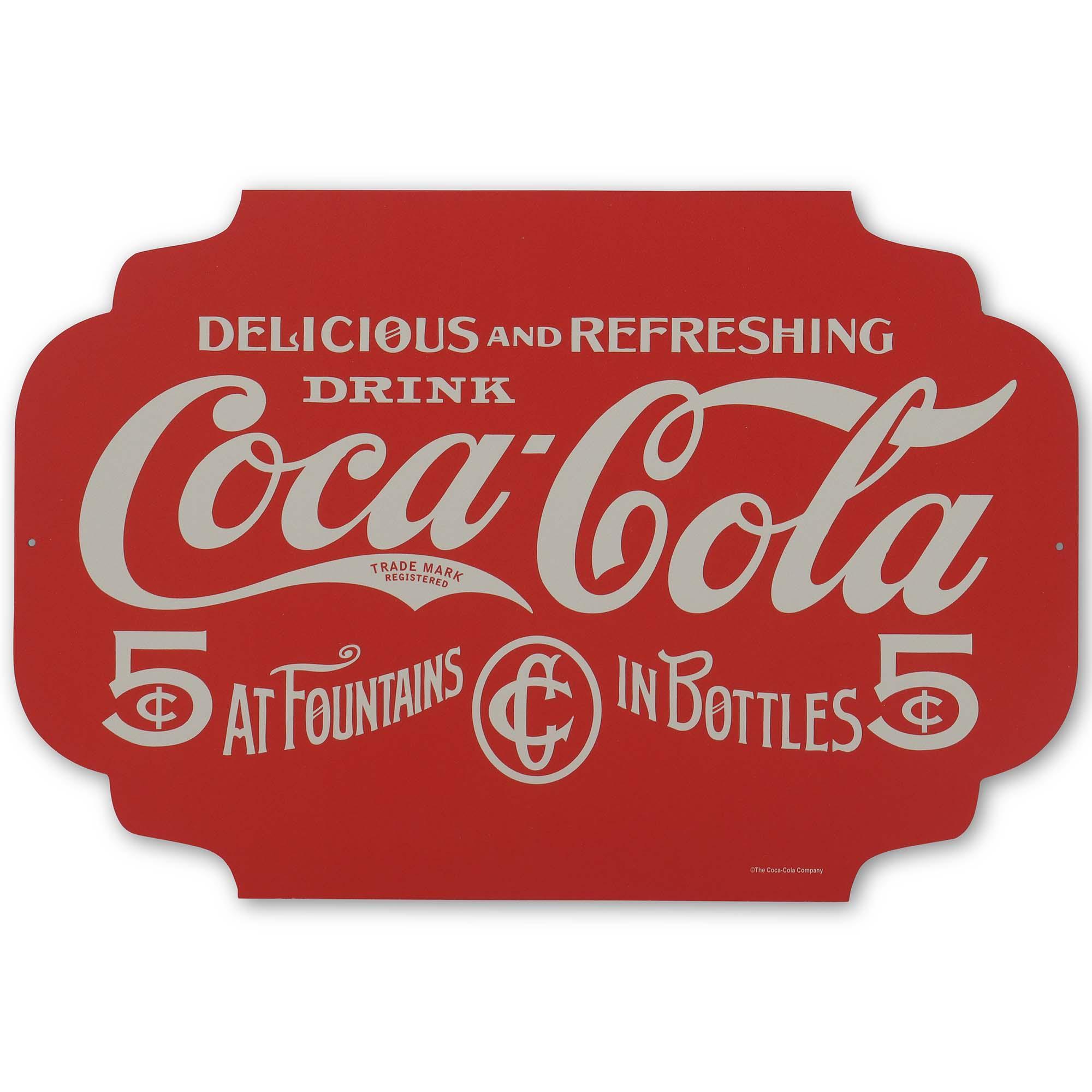 Coca-Cola Delicious & Refreshing Fountains & Bottles Metal Sign image