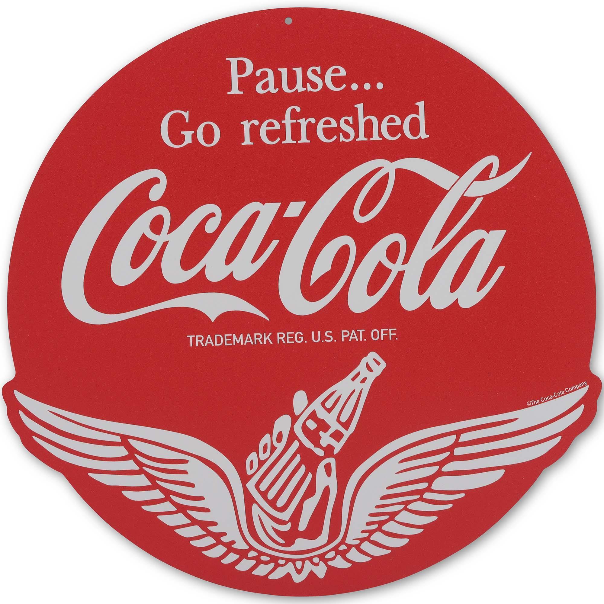 Coca-Cola Pause & Go Refreshed Round Metal Sign image