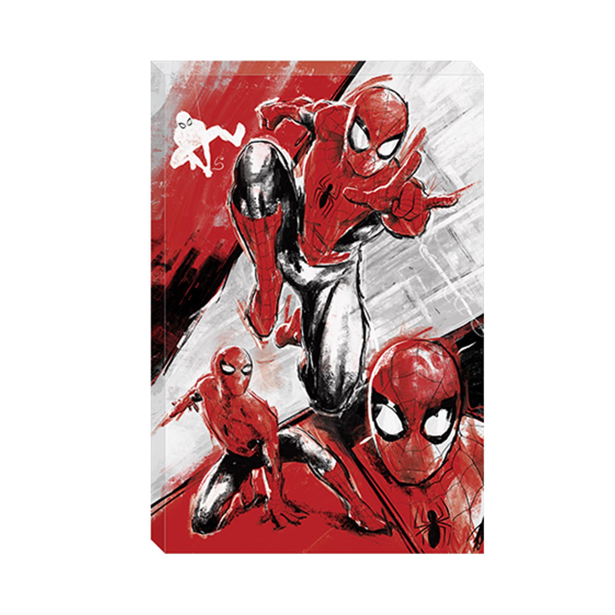Marvel Spider-Man Red and White Canvas Wall Art - Super Hero Home Décor image