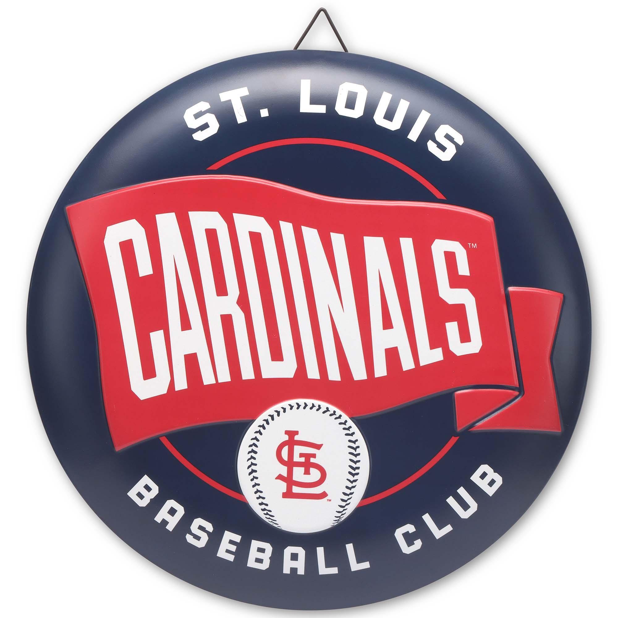 St. Louis Cardinals Baseball Club Waving Banner Round Button Metal Sign image