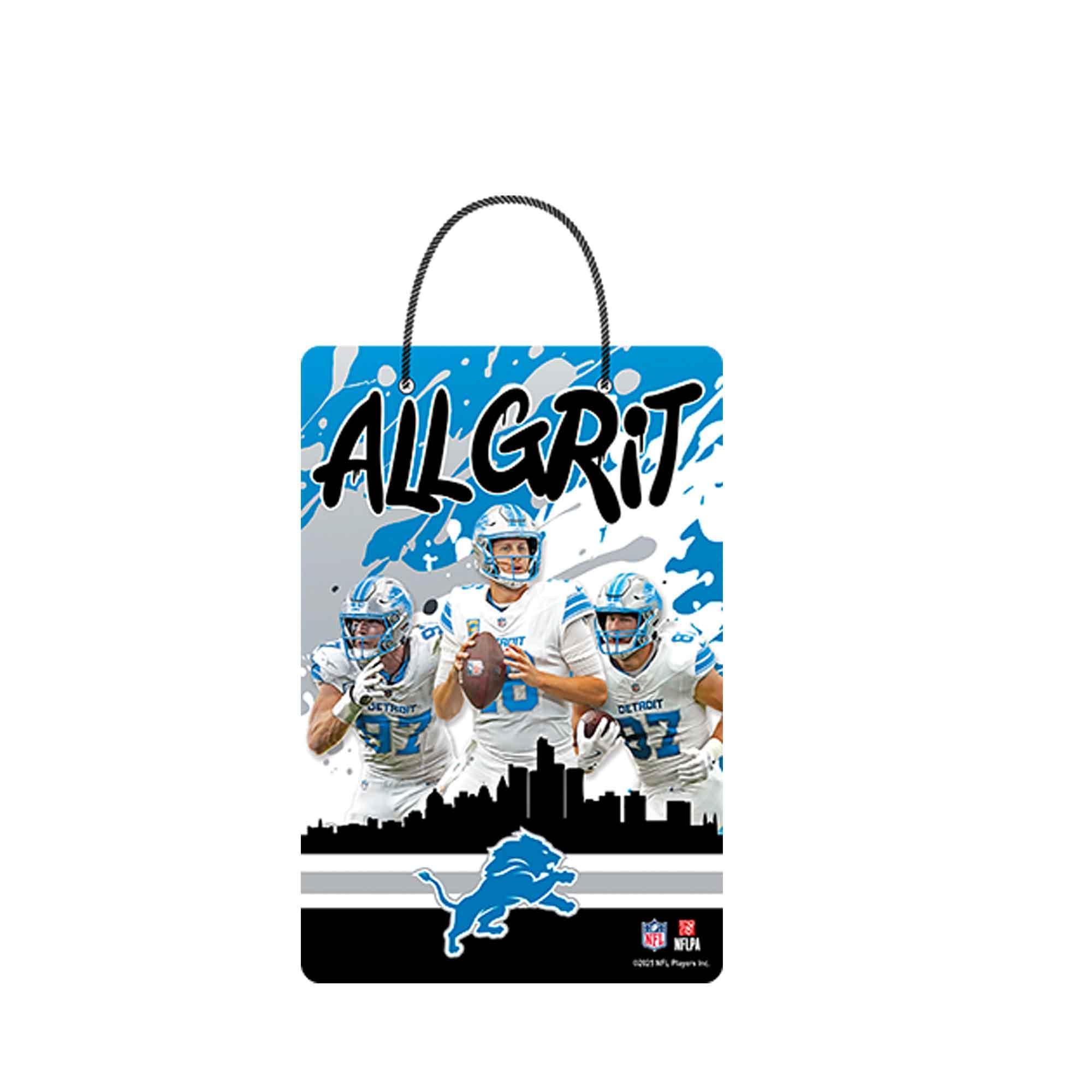 Detroit Lions All Grit City Skyline Hanging Weather Resistant Metal Wall Decor image