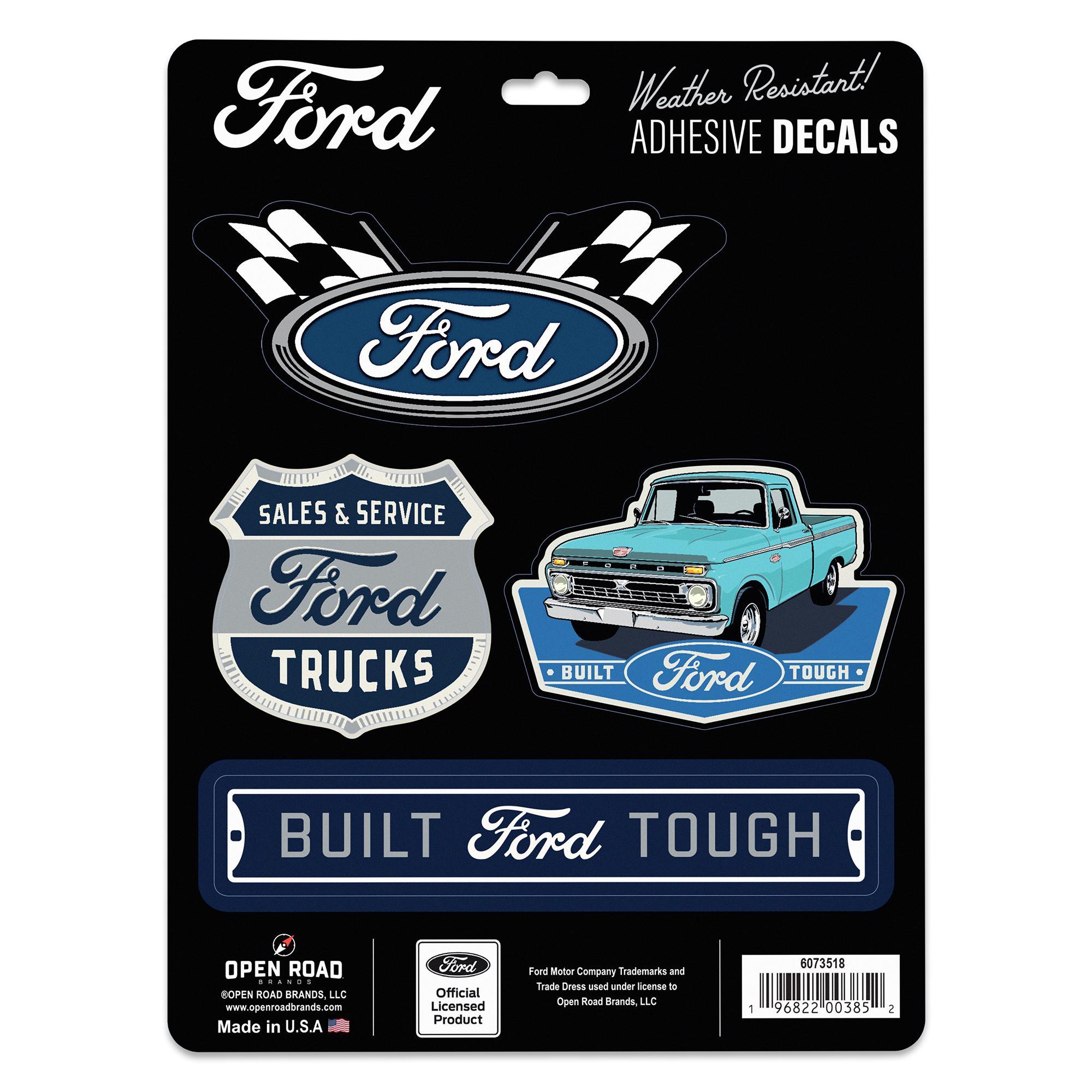Ford 4-Pack Adhesive Vinyl Decals for Cars Garages and Automotive Displays image