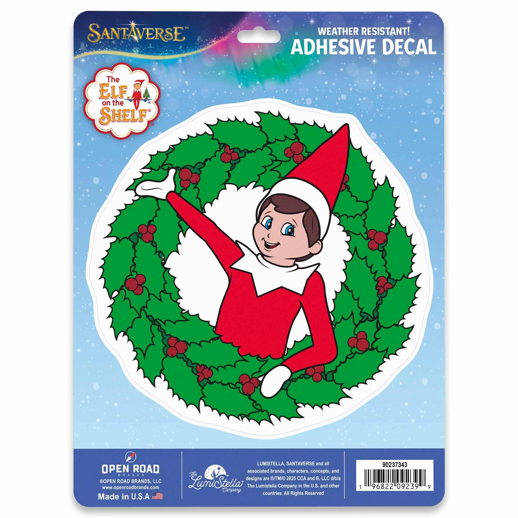 Elf on the Shelf Wreath Pose Adhesive Vinyl Decal image