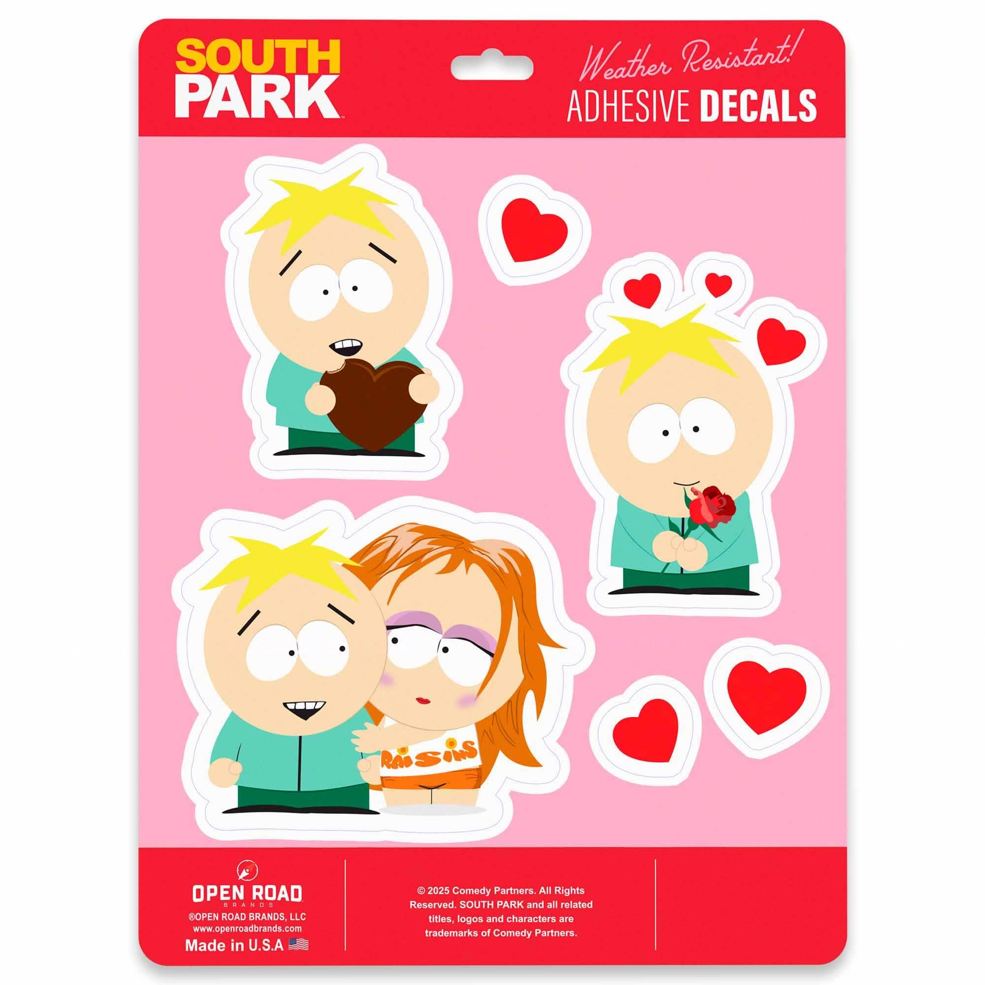 South Park Butters Adhesive Vinyl Decal Set - 5-Piece Valentine's Day Car Sticker Pack image