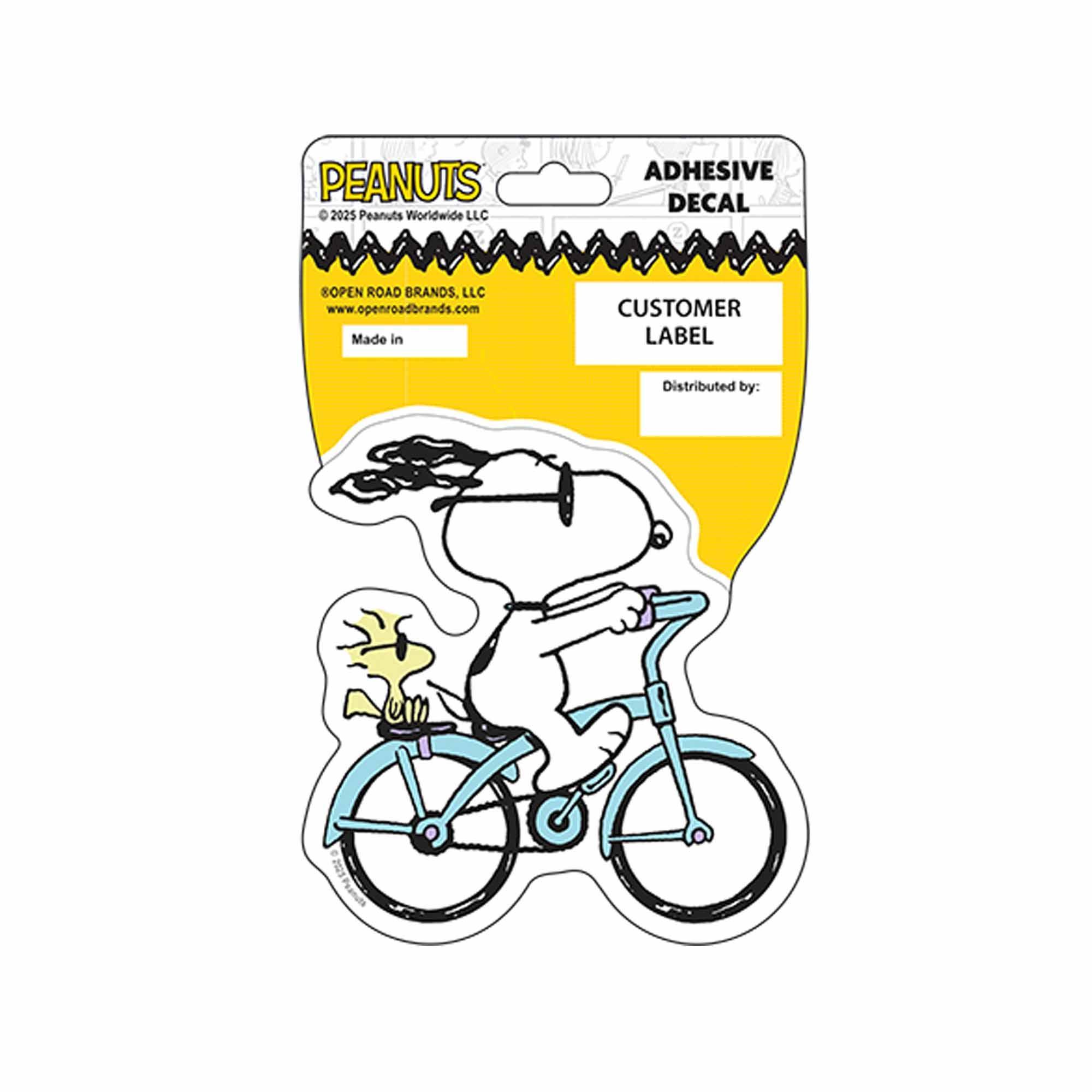 Snoopy on Blue Bike Vinyl Decal for Laptops Bottles and Tech Gear image