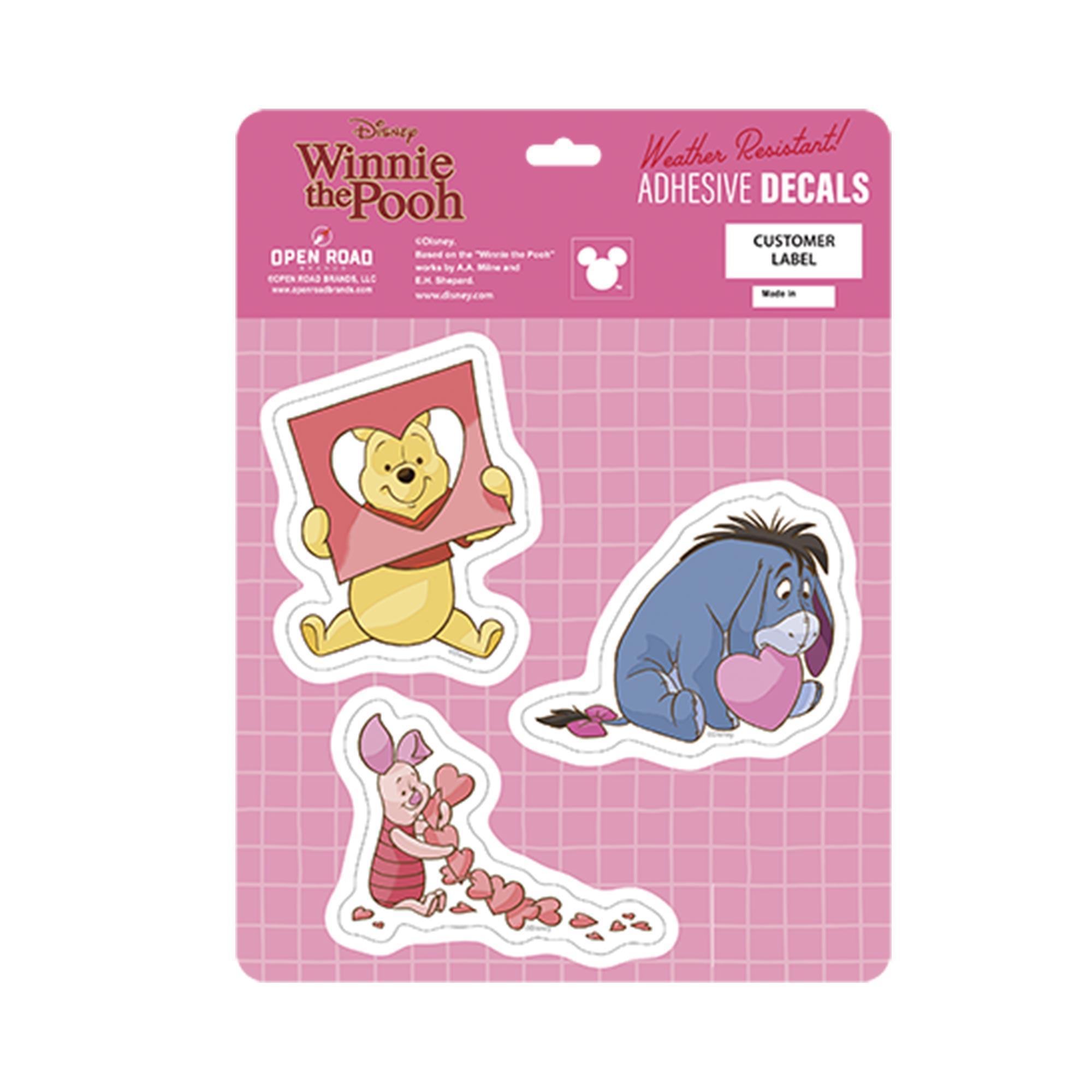 Disney Winnie the Pooh Valentine 3 Piece Adhesive Vinyl Decal Set - Character Stickers image