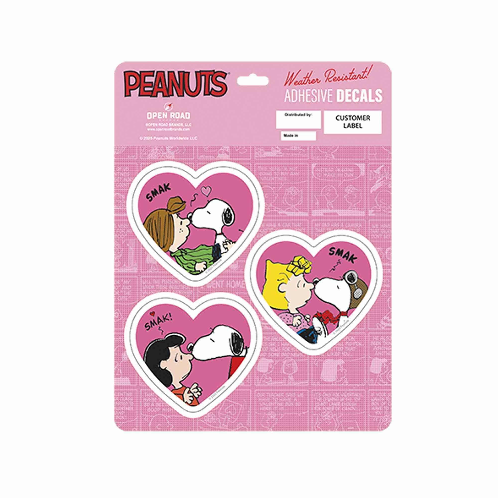 Snoopy Hearts Valentines 3pc Vinyl Decal Set for Laptops Bottles and Accessories image