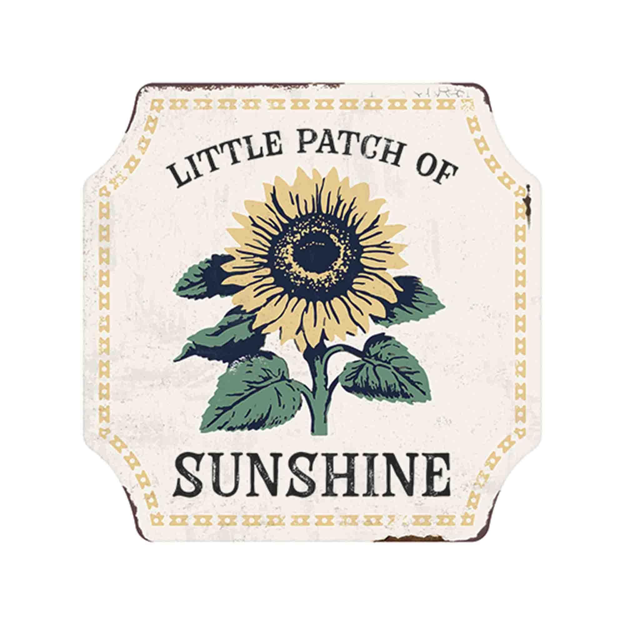 Little Patch of Sunshine Metal Wall Sign - Rustic Sunflower Farmhouse Décor image